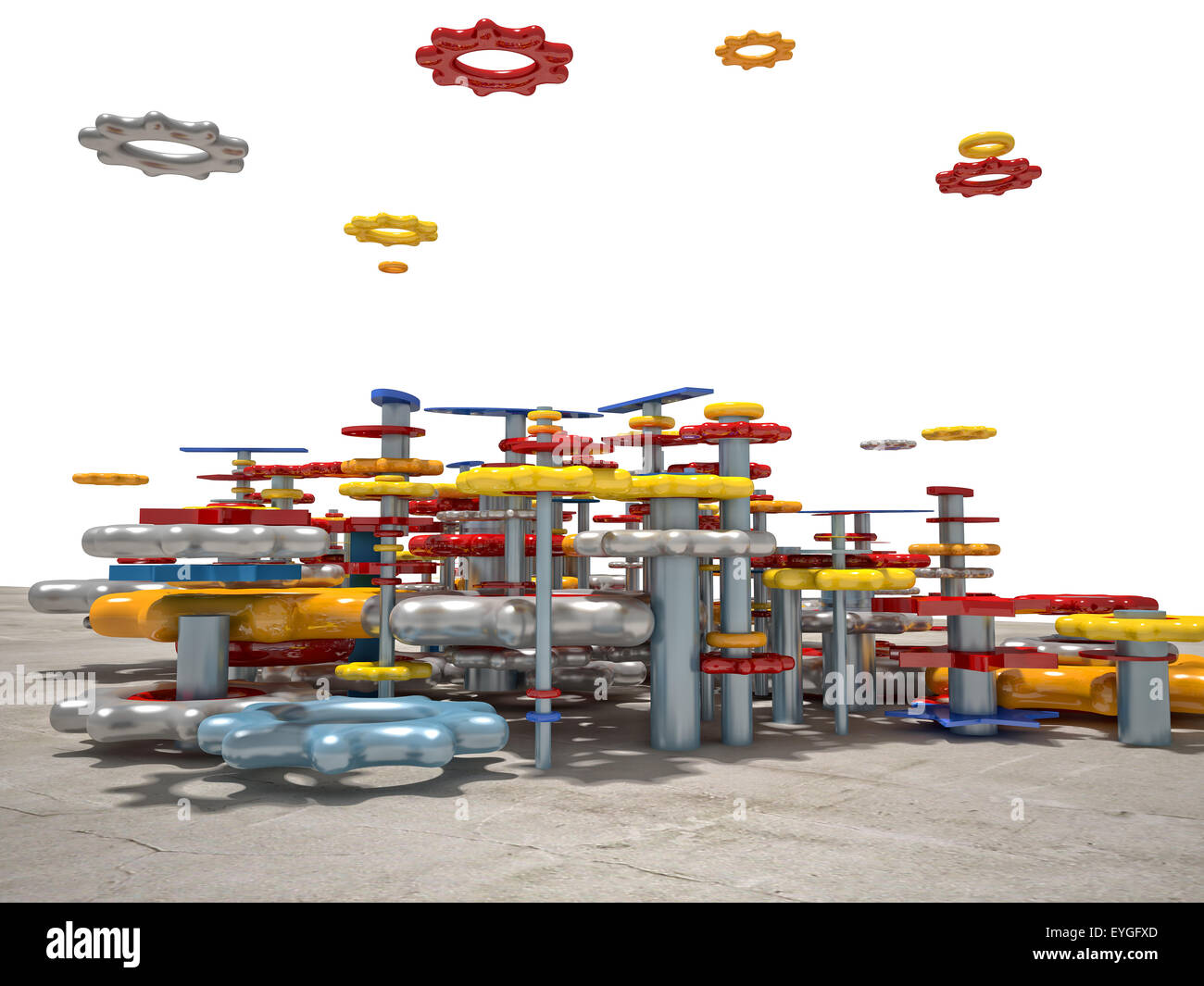 3D-Bild eines bunten Spielzeug-Gang Stockfoto