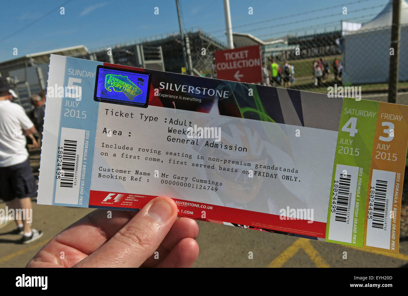3day Ticket für Silverstone F1 British Grand Prix GP England 2015 Stockfoto