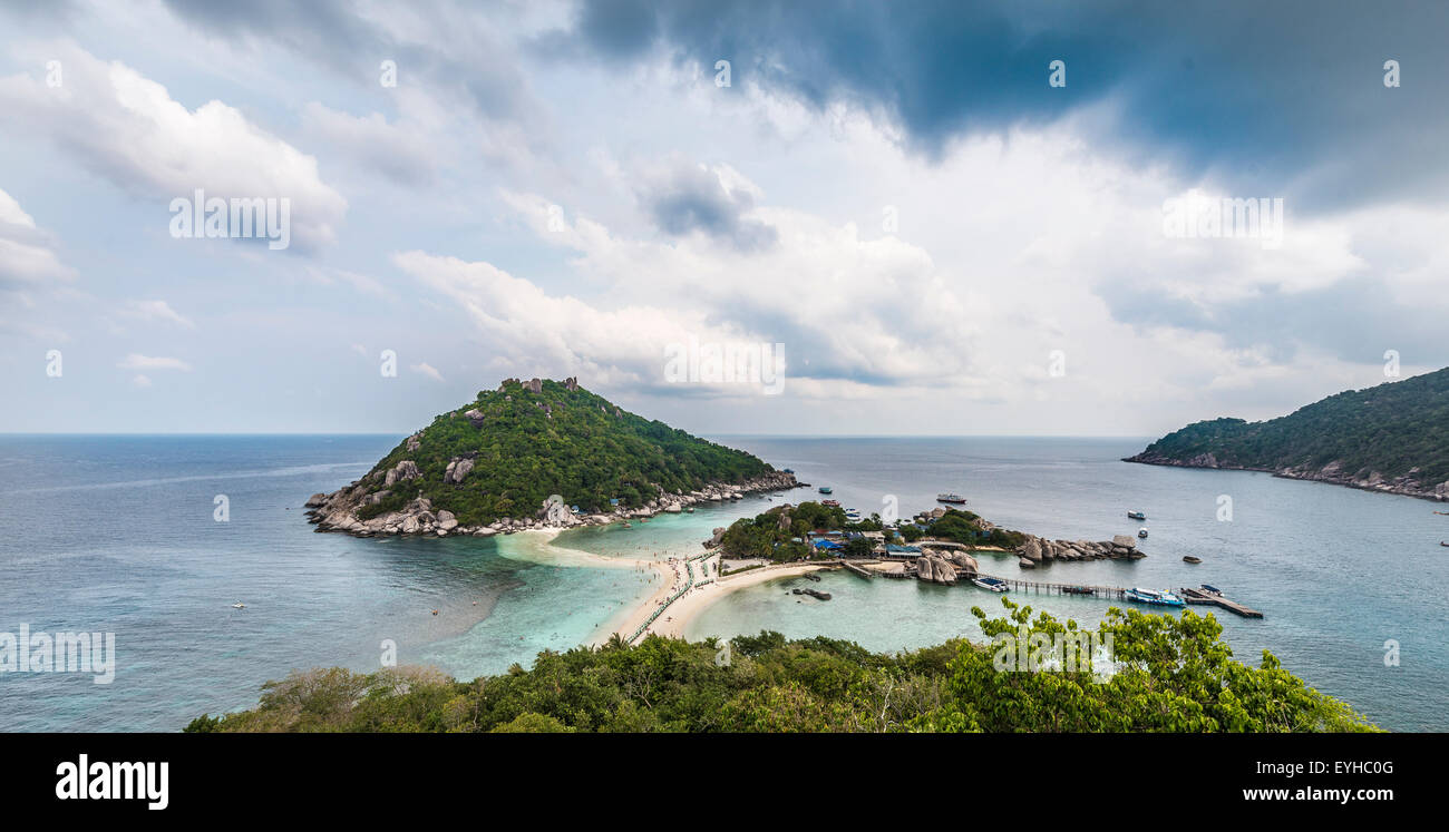 Blick über Koh Nang Yuan oder Nangyuan, in der Nähe von Koh Tao Golf von Thailand, Thailand Stockfoto