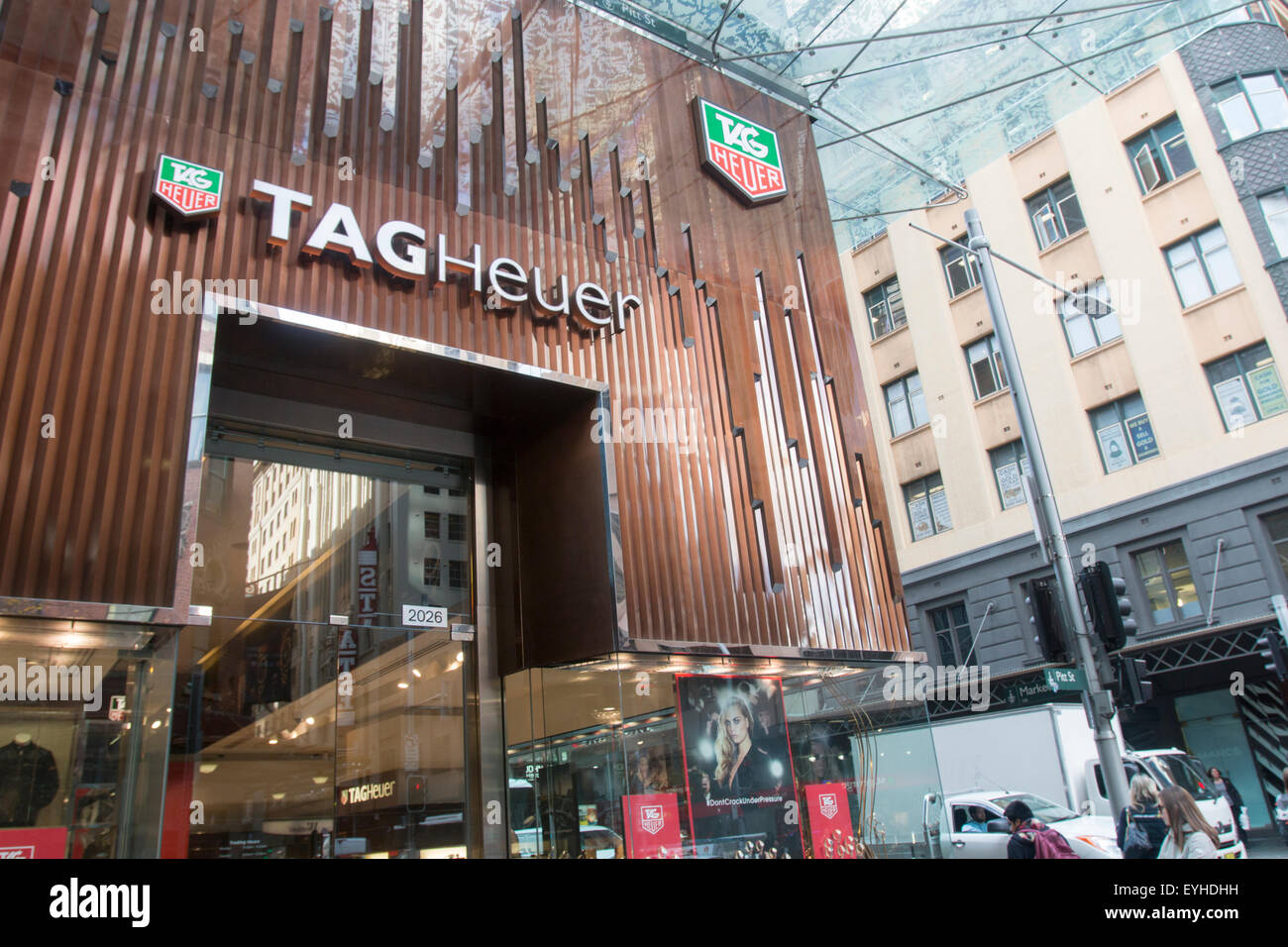 Tag Heuer Swiss Watch Händler Laden Geschäft in Pitt Street, Sydney, Australien Stockfoto