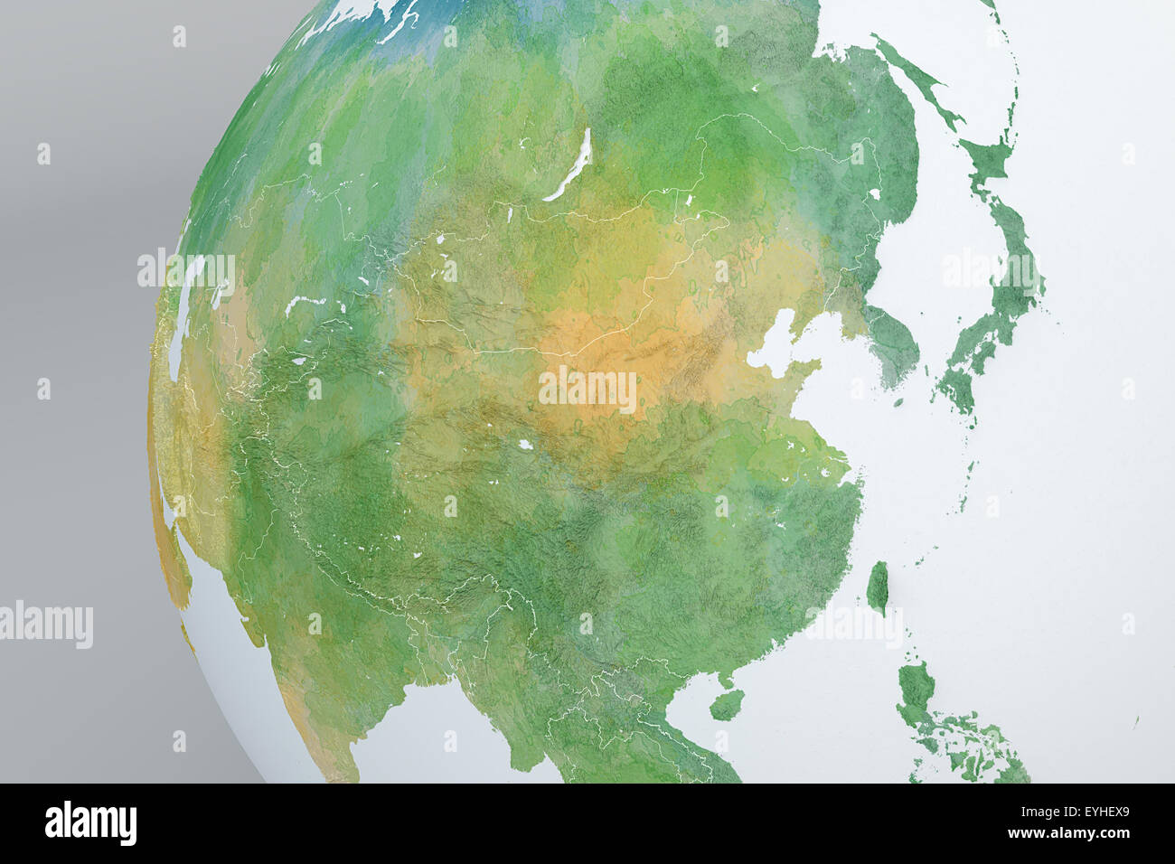 Illustration des flachen China Karte mit physischen Grenzen Stockfoto