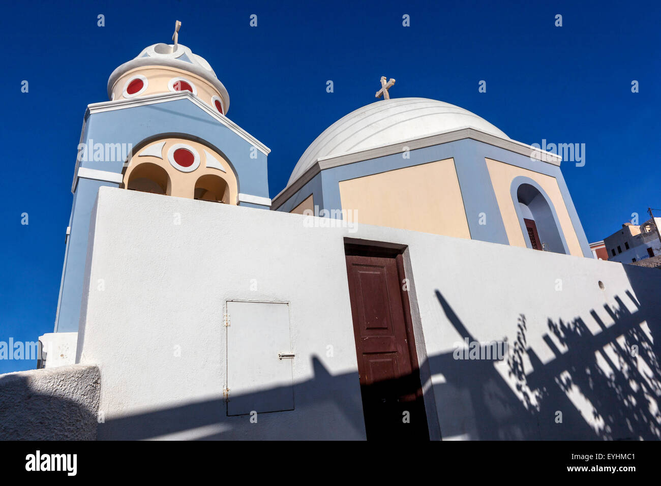 Kirche Firostefani, Santorini, Griechische Inseln, Kykladen, Griechenland Stockfoto