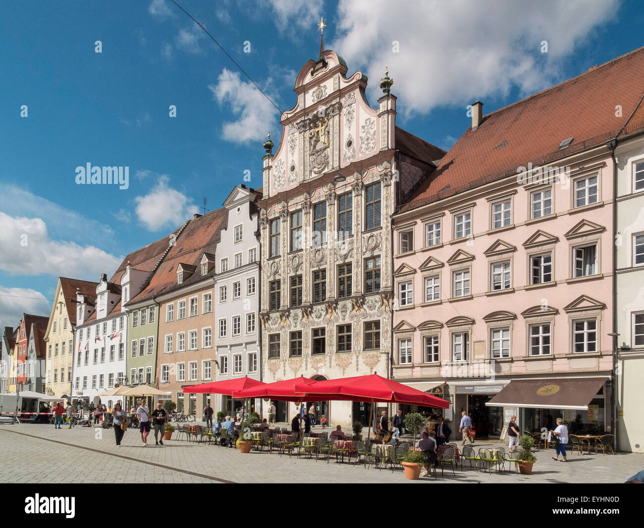 Landsberg am Lech - Marktplatz mit Rathaus, Bayern, Deutschland Stockfoto