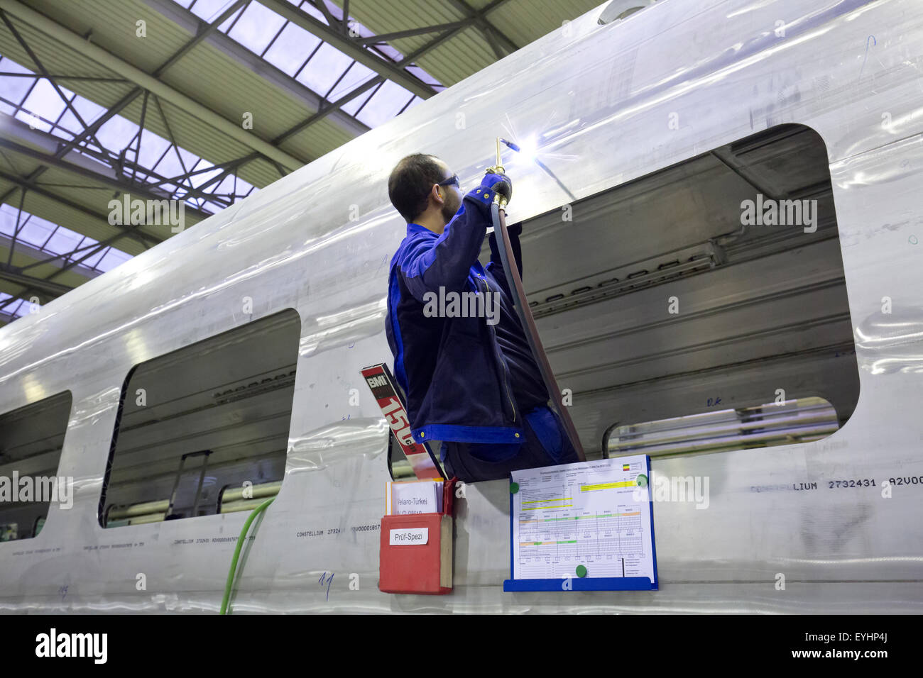 Krefeld, Deutschland, im Wagenbau Siemens Rail Fahrzeug Fabrik Stockfoto