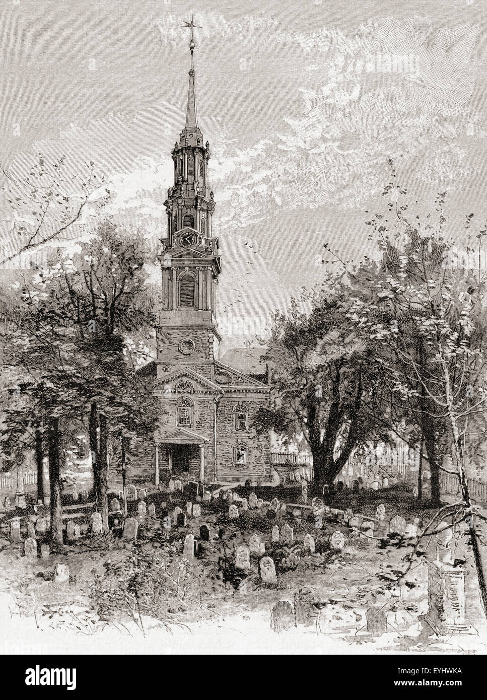 St. Pauls Kirche, New York, Vereinigte Staaten von Amerika im 19. Jahrhundert. Stockfoto