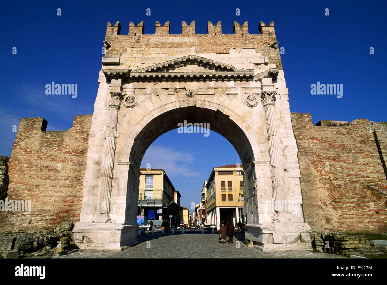 Italien, Emilia Romagna, Rimini, Augustus Arch Stockfoto