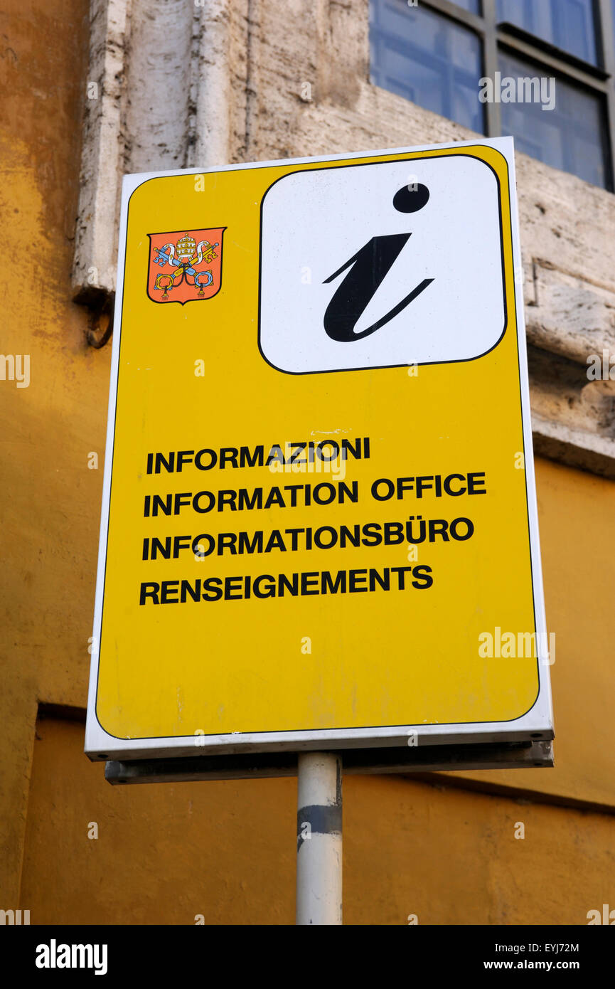 Schild für das Informationsbüro für Italien, Rom, Vatikan Stockfoto