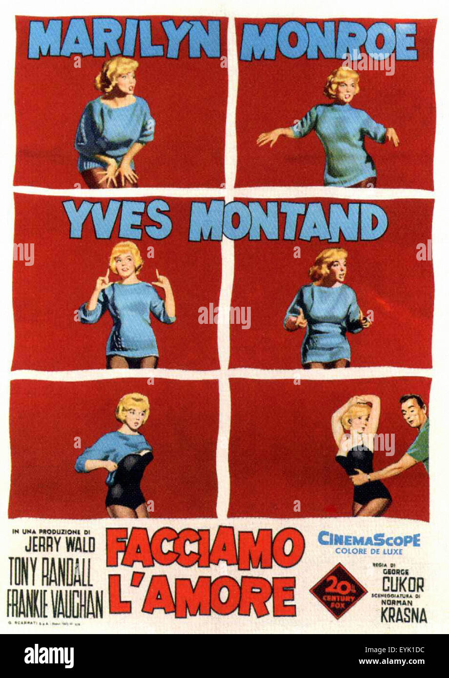 Lassen Sie uns Liebe - Marilyn Monroe - Yves Montand - italienische Filmplakat Stockfoto