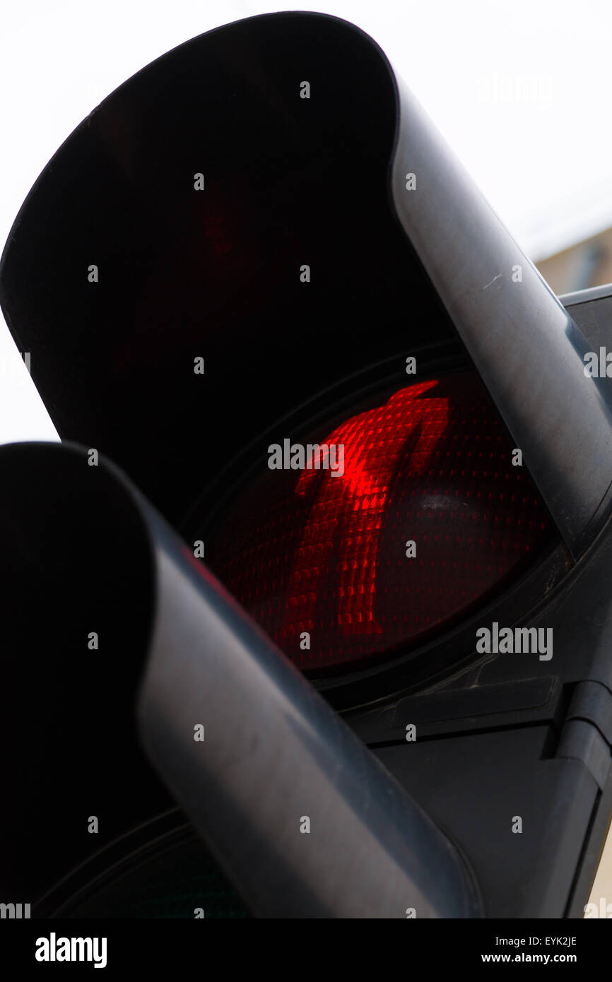 Rotes Licht am Fußgängerüberweg Lichter, Nahaufnahme Stockfoto
