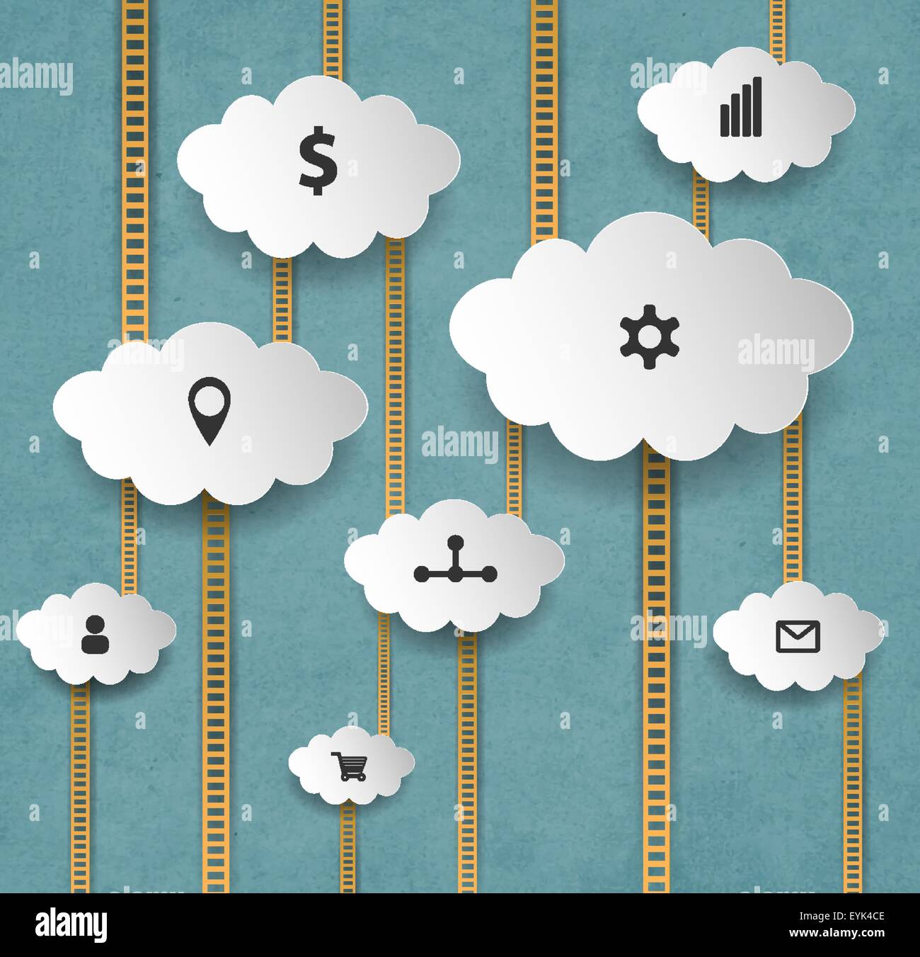 Abstrakte Internet-Marketing-Hintergrund mit Wolken und Treppen Stock Vektor