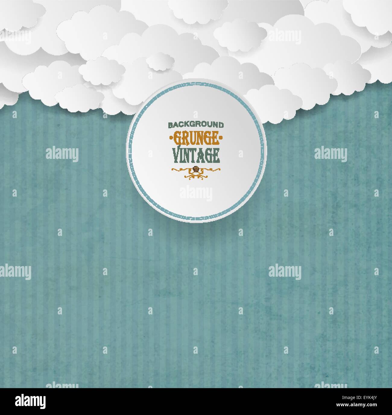 Vintage-gestreiften Hintergrund mit Wolken und Platte Stock Vektor