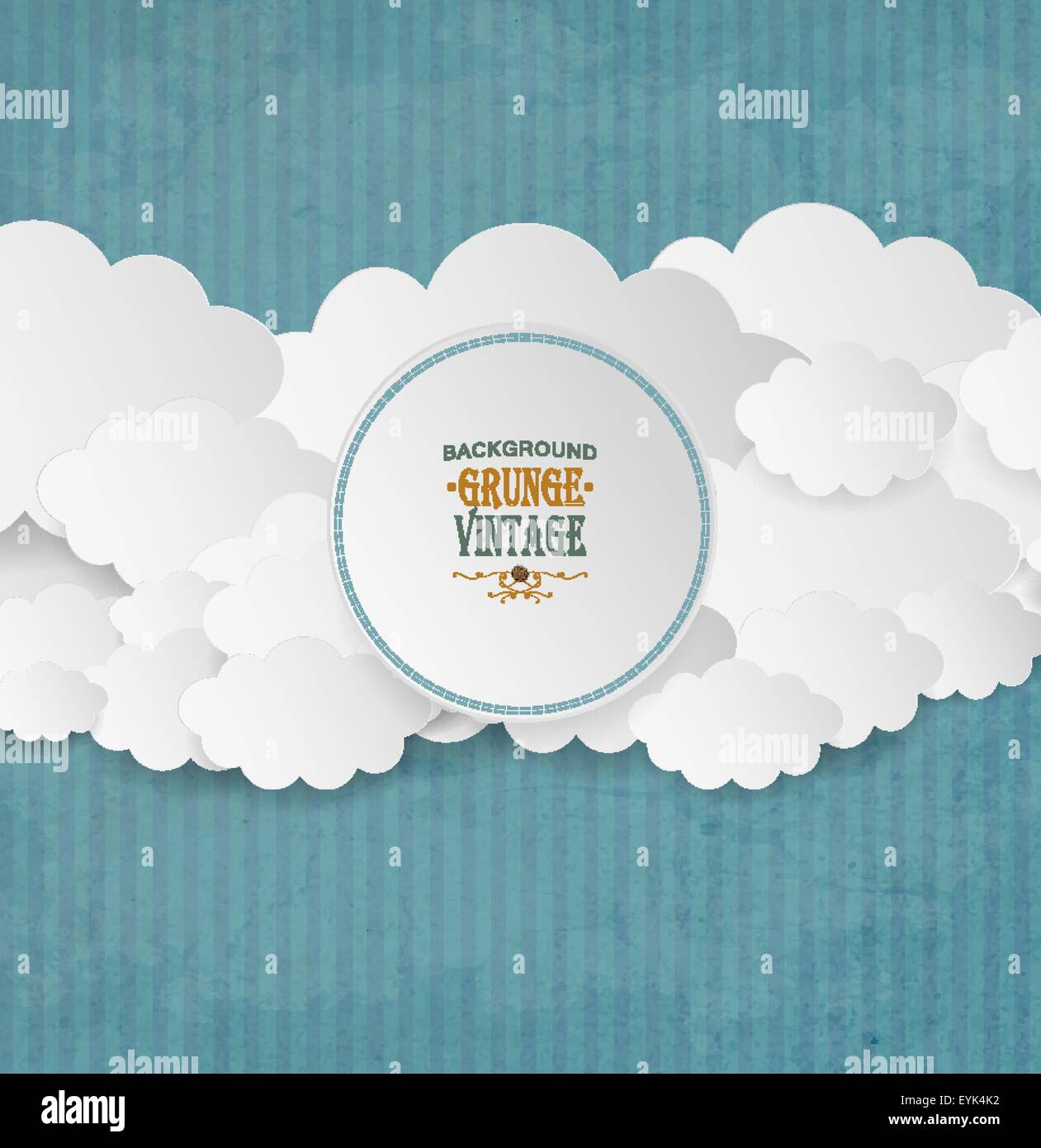 Vintage-gestreiften Hintergrund mit Wolken, Platte mit Schatten und Titel Inschrift Stock Vektor