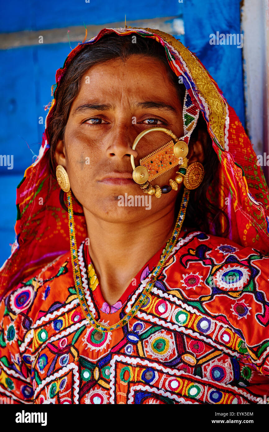 Indien, Gujarat, Kutch, Hodka Dorf, Harijan ethnische Gruppe Stockfoto