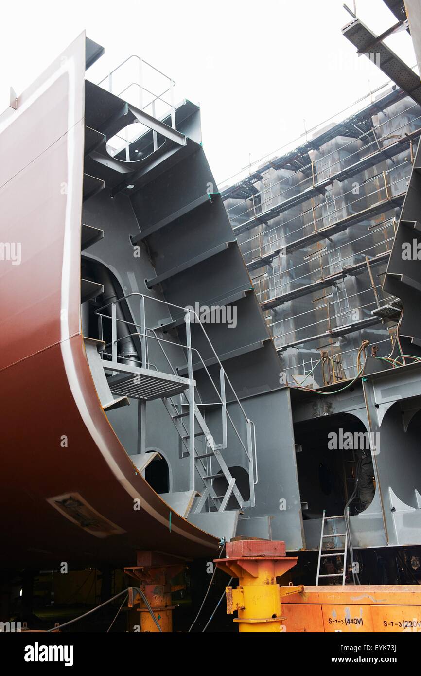 Detail des Schiffes in der Werft, GoSeong-Gun, Südkorea Stockfoto