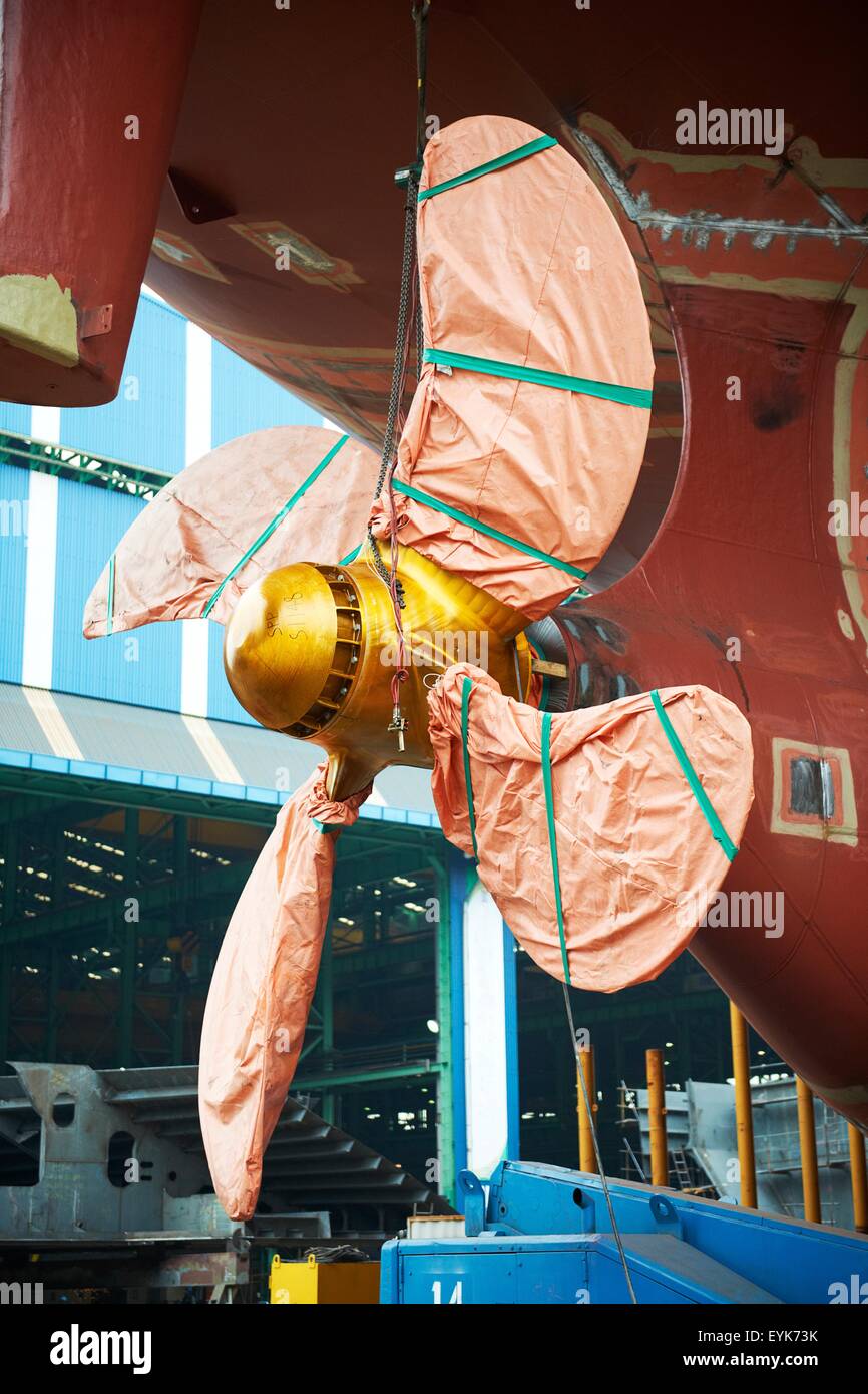 Detail des Schiffes in der Werft, GoSeong-Gun, Südkorea Stockfoto