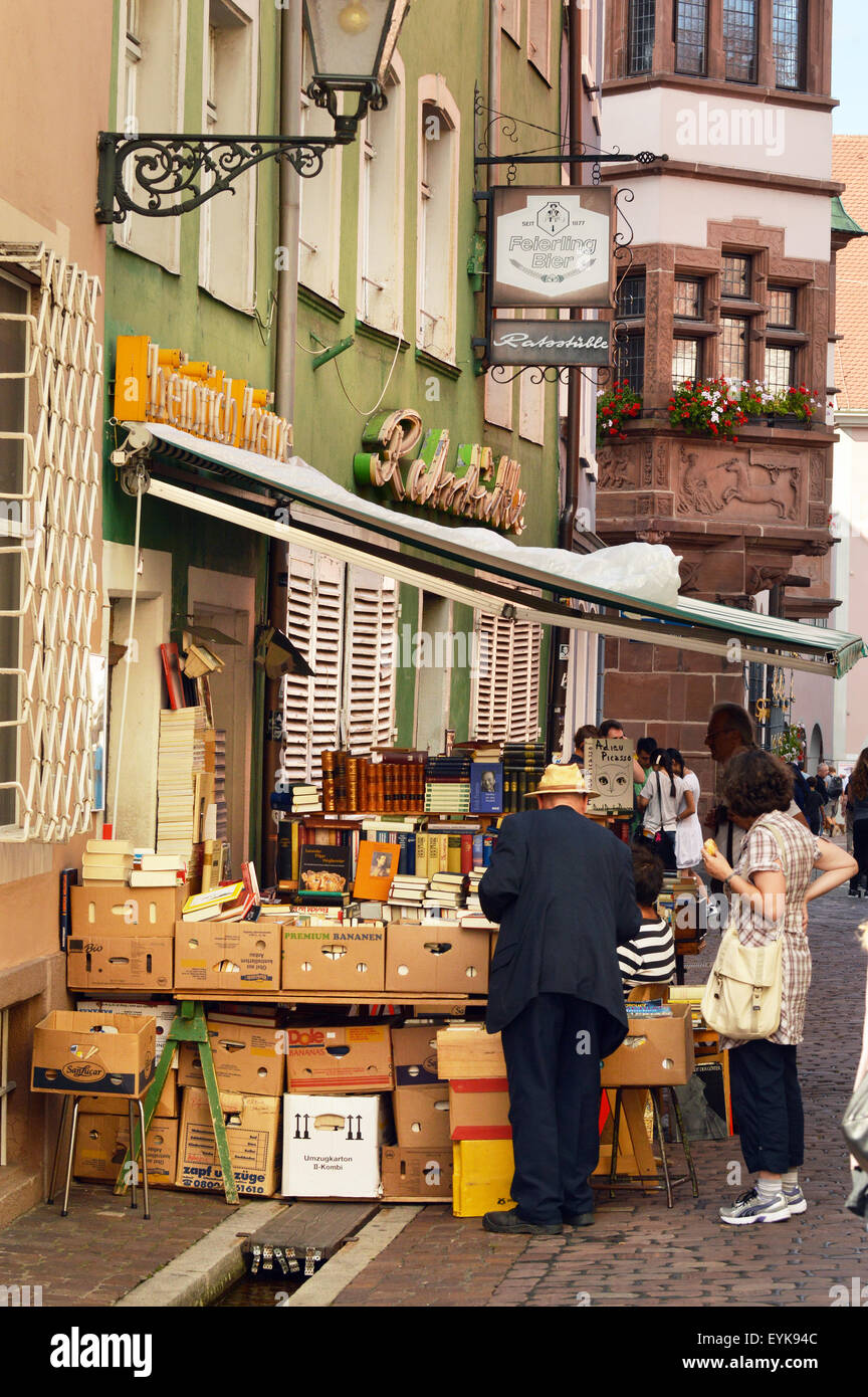 Antiquarische Buchhändler in Freiburg, Deutschland Stockfoto
