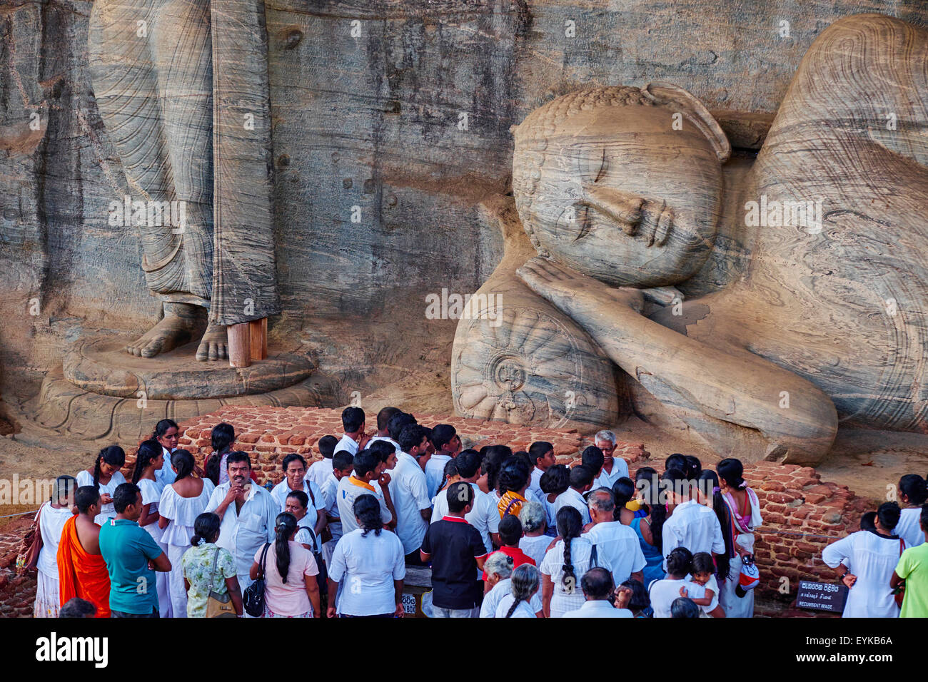 Sri Lanka, Ceylon, North Central Province, antiken Stadt Polonnaruwa, UNESCO-Weltkulturerbe, Gal Vihara, liegender Buddha Stockfoto