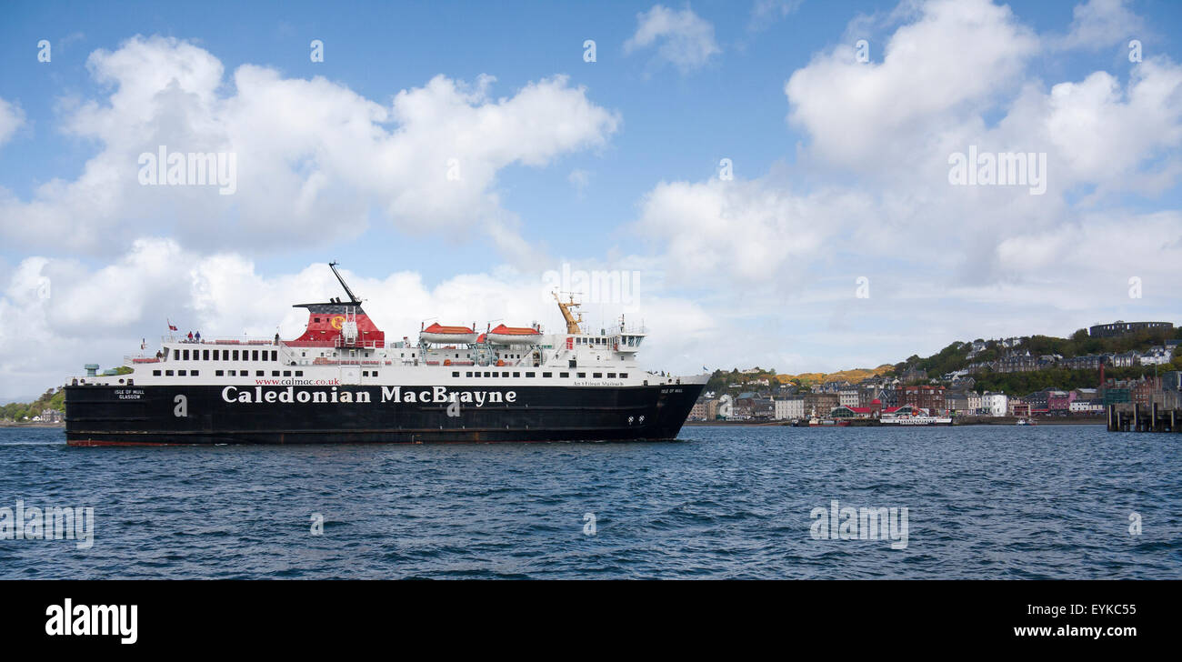 Mit der Fähre von Caledonian MacBrayne Ankunft in Oban an der Westküste von Schottland von Craignure auf der Isle of Mull betrieben. Stockfoto