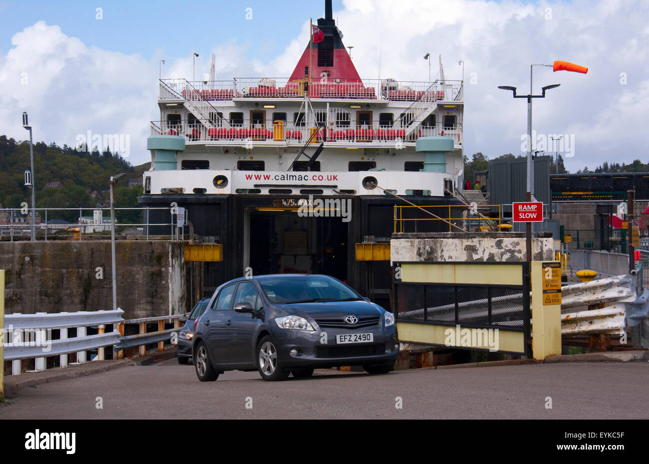Mit der Fähre von Caledonian MacBrayne verläuft zwischen Oban an der Westküste und Craignure auf der Isle of Mull in Schottland betrieben. Stockfoto