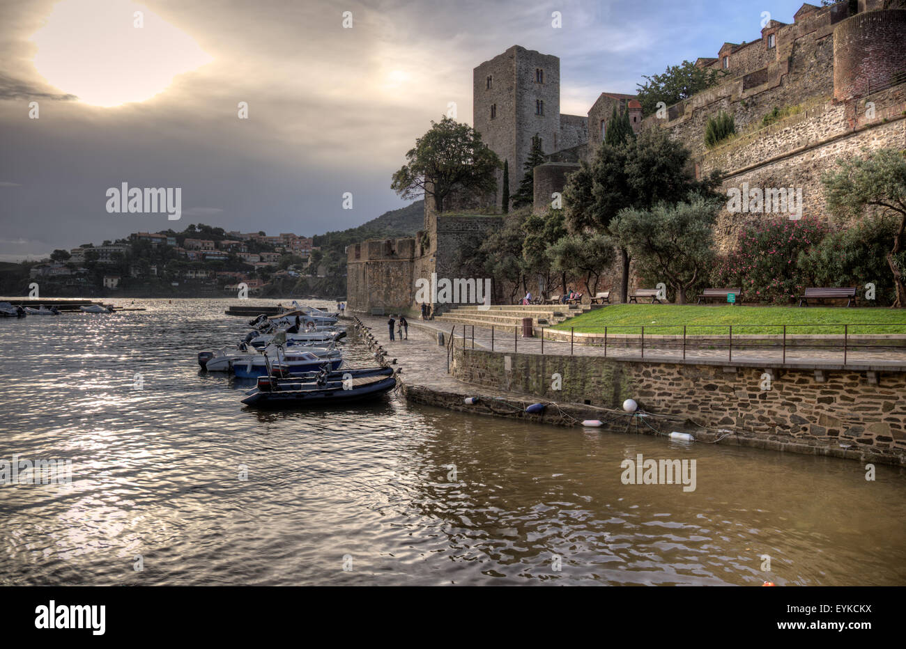 Das historische Schloss in Collioure in Frankreich. Stockfoto