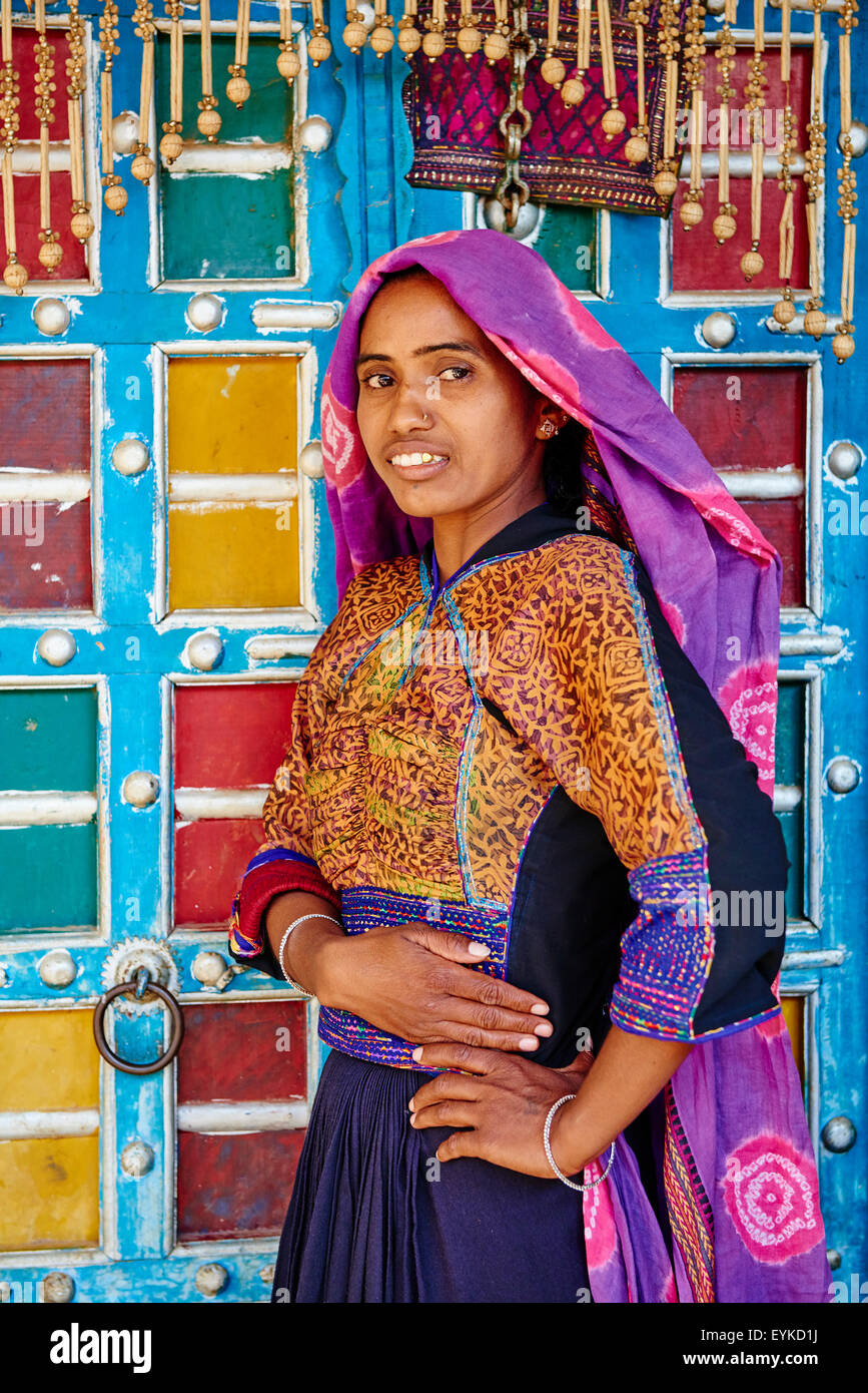 Indien, Gujarat, Kutch, Dorf herum Bhuj, Rabari ethnische Gruppe Stockfoto