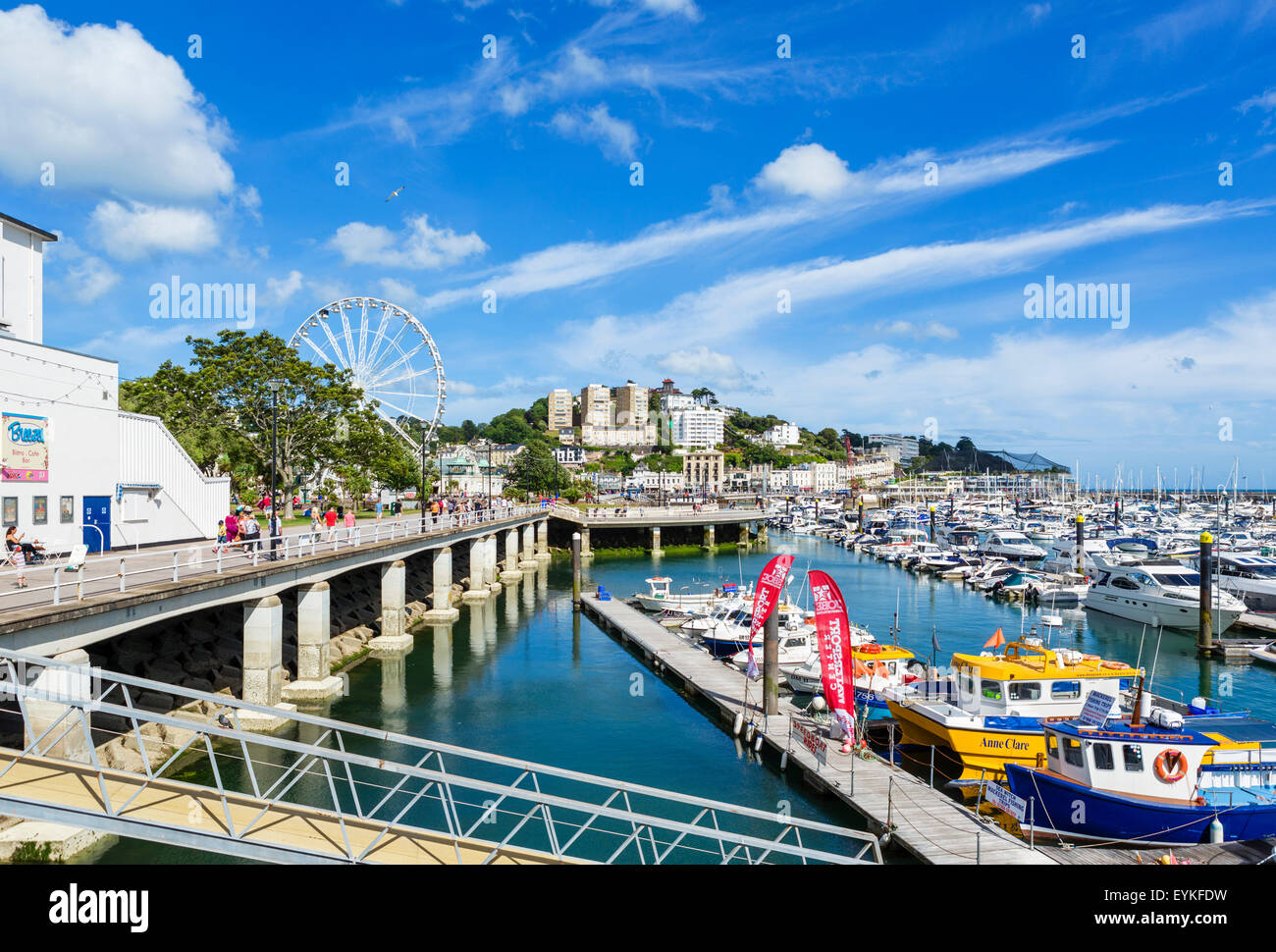Der Yachthafen und die Promenade in Torquay, Torbay, Devon, England, UK Stockfoto