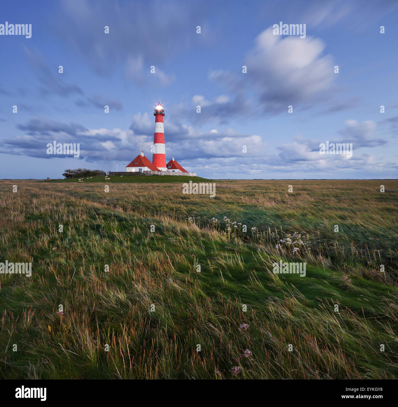 Leuchtturm Westerhever, Schleswig-Holstein, Deutschland Stockfoto