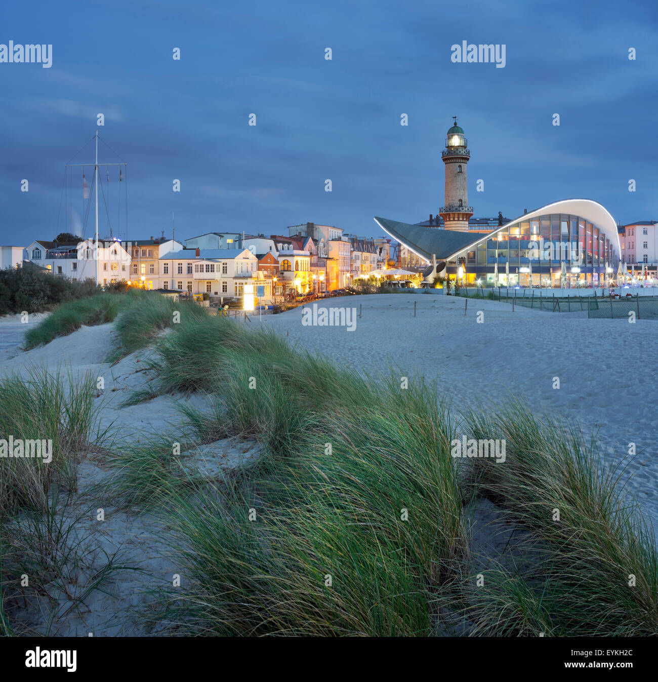 Leuchtturm Warnemünde, Dünen, Mecklenburg-West Pomerania, Deutschland Stockfoto