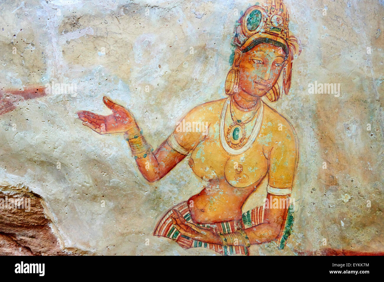 Sri Lanka, Ceylon, North Central Provinz, Felsenfestung Sigiriya Löwe, UNESCO-Weltkulturerbe, Höhle Fresken des 5. cen Stockfoto