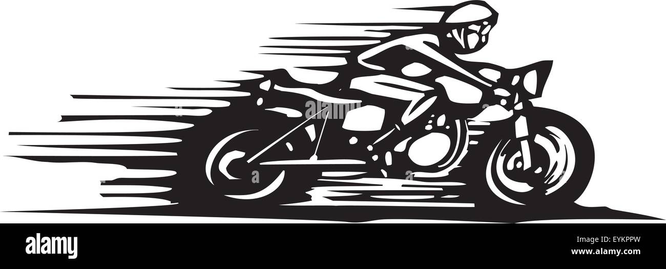 Holzschnitt Stil Bild von einem Café Racer Stil Motorrad. Stock Vektor