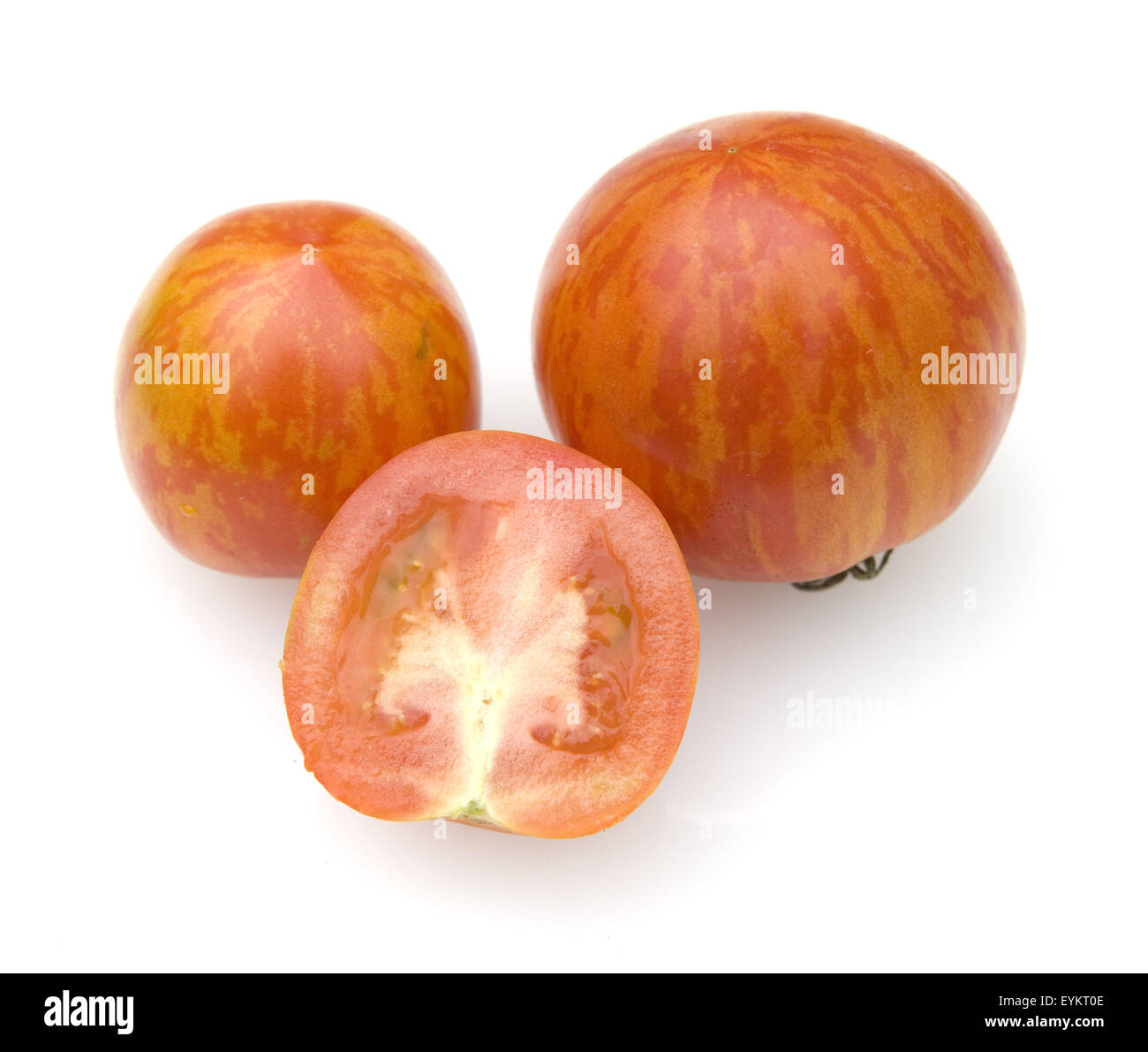 Streifentomaten; Rote Streifen-Tomaten; Sorte Red Zebra Stockfoto