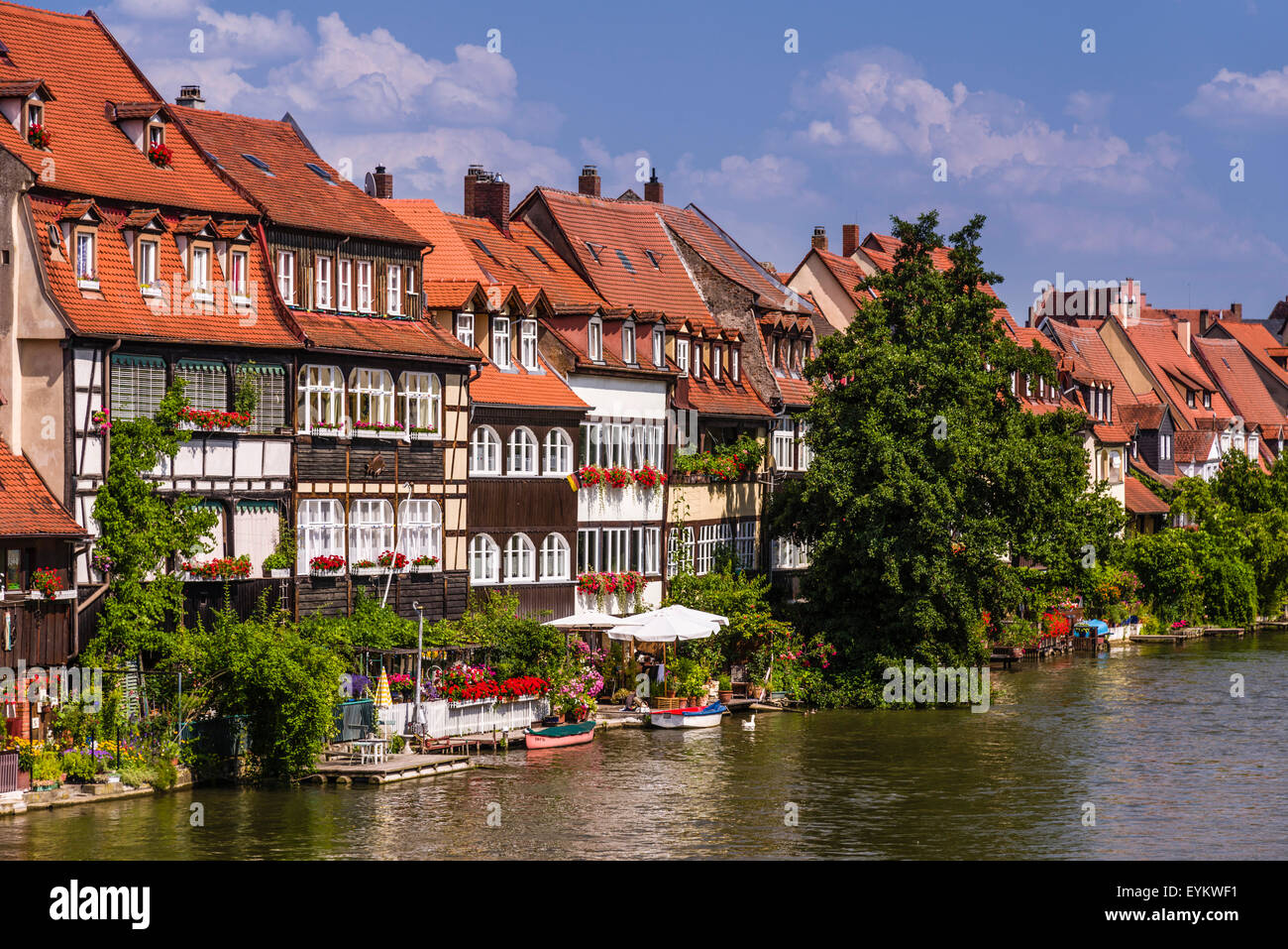 Deutschland, Bayern, Oberfranken, Fränkische Schweiz, Bamberg, Altstadt (UNESCO Weltkulturerbe), linken Regnitzarm mit Klein-Venedig, Stockfoto