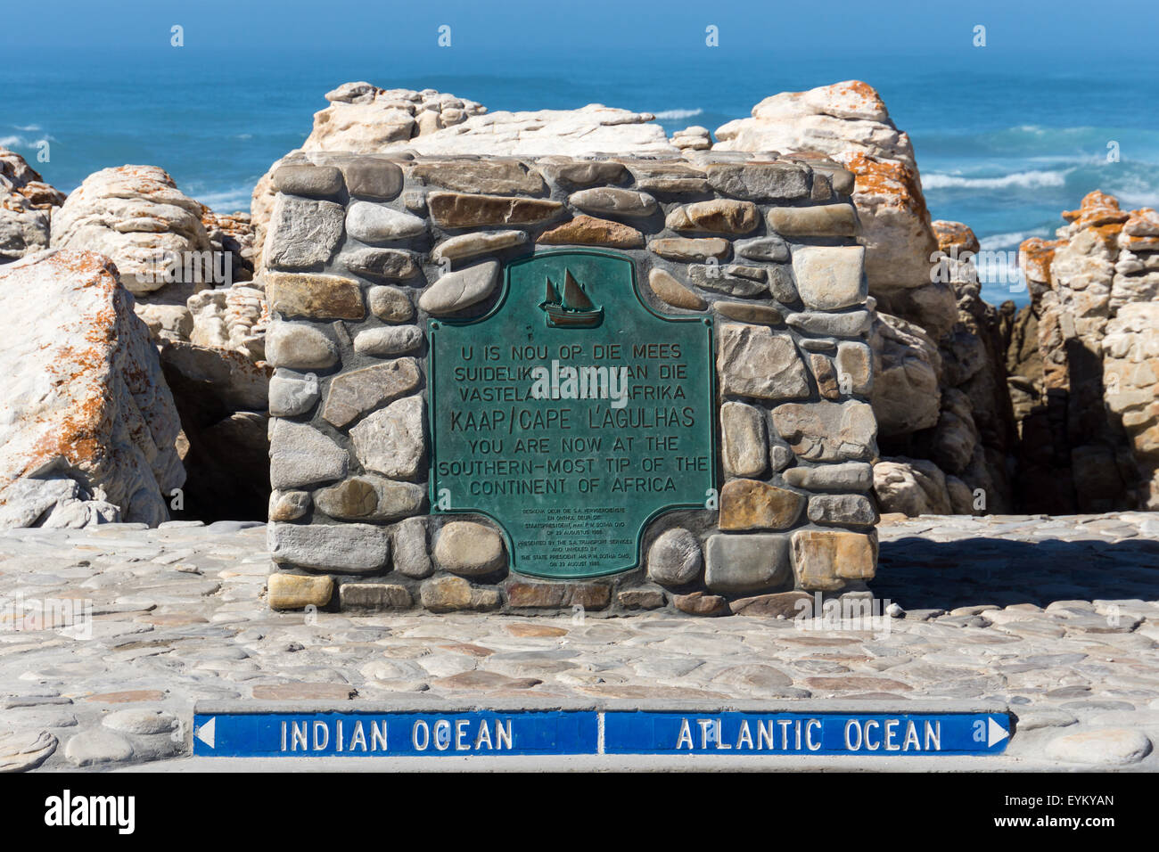 Südafrika, Kap Agulhas, der südlichste Punkt Afrikas, Stockfoto