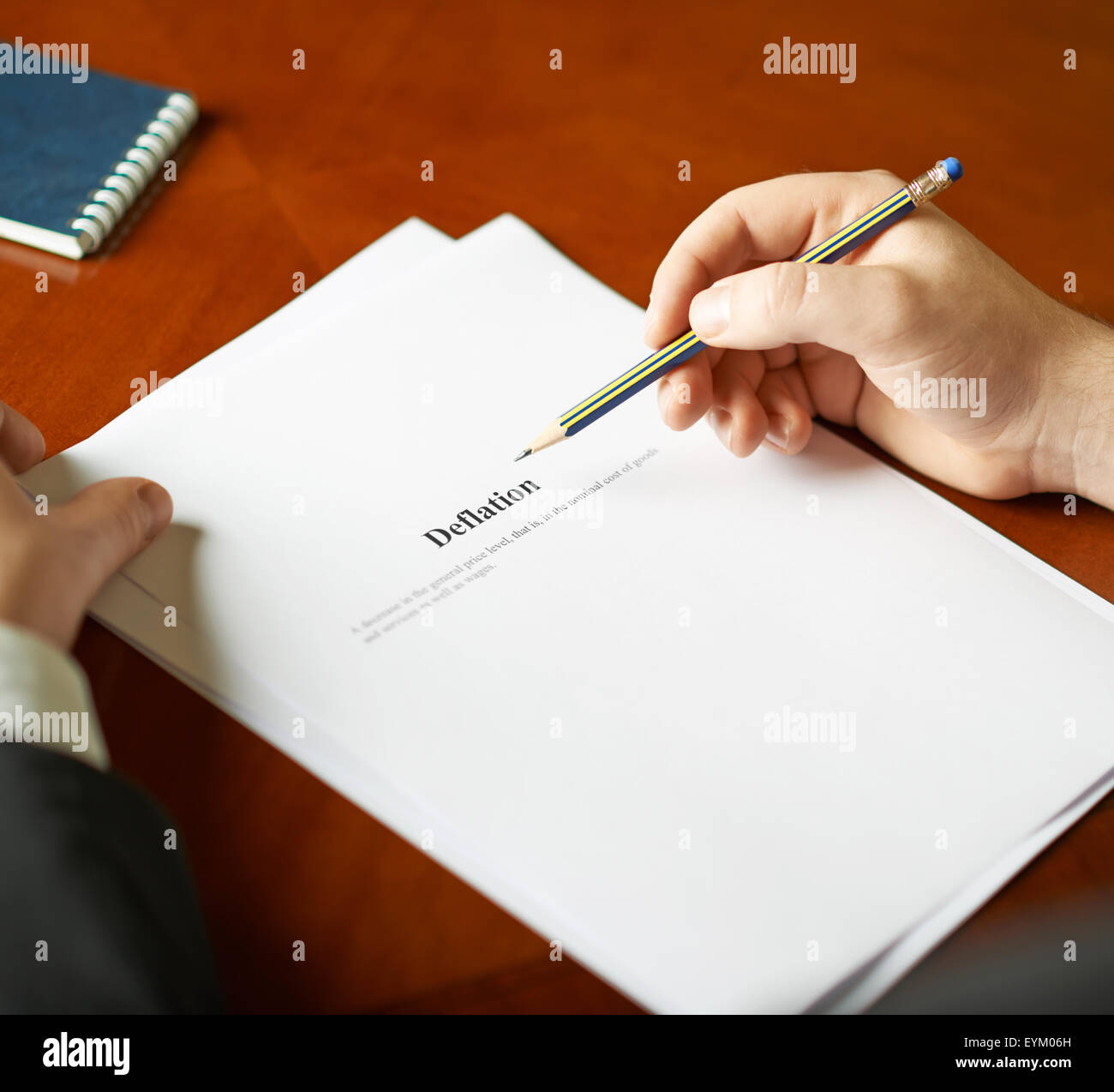 Deflation Definition Zusammensetzung Stockfoto