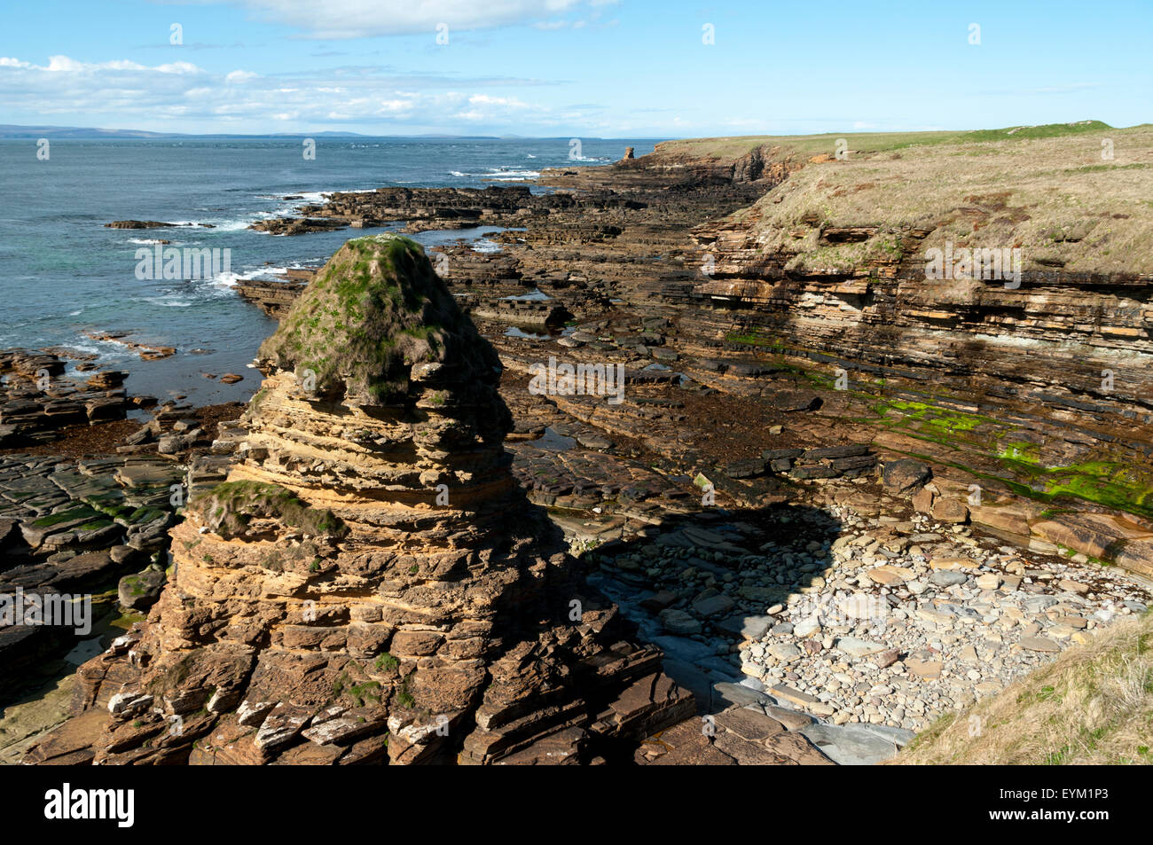 Meer-Stacks an St. Johns Stelle, an der nördlichen Küste von Caithness, Schottland, UK. Stockfoto