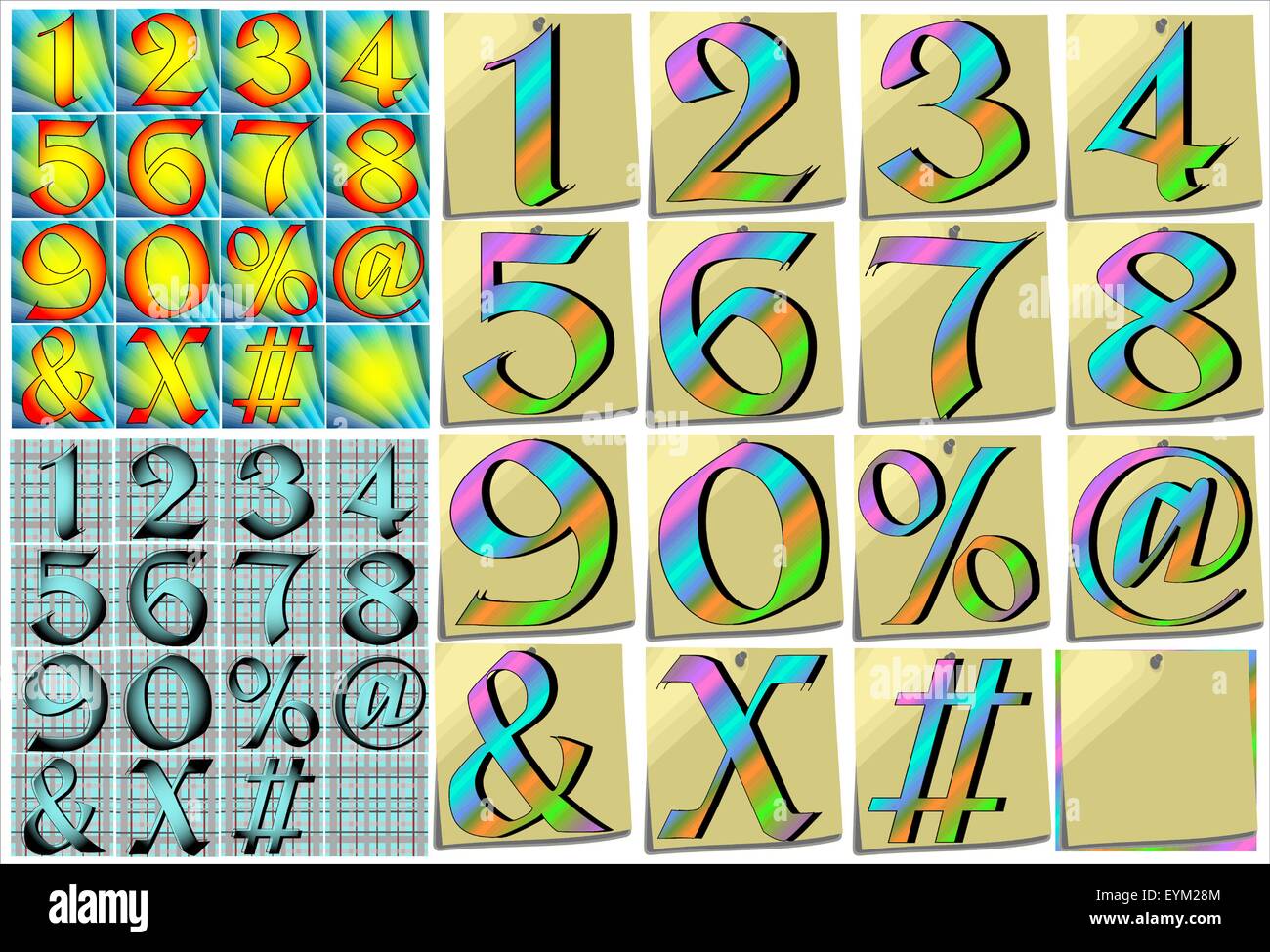 ABC Alphabet Buchstaben und Zahlen Designset Stock-Vektorgrafik - Alamy