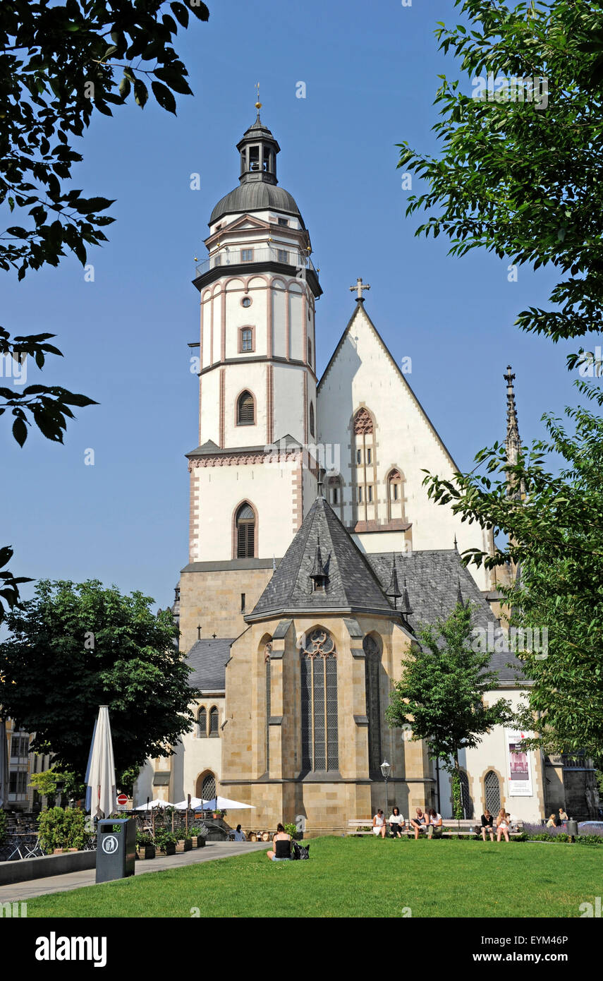 Thomaskirche zu Leipzig Johann Sebastian Bach als ein Thomas Chorleiter arbeitete, Stockfoto