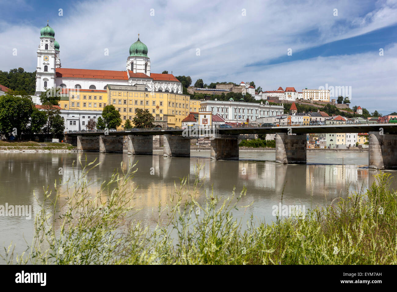 Brücke Marienbrücke, Passau, Niederbayern, Deutschland, Europa Stockfoto