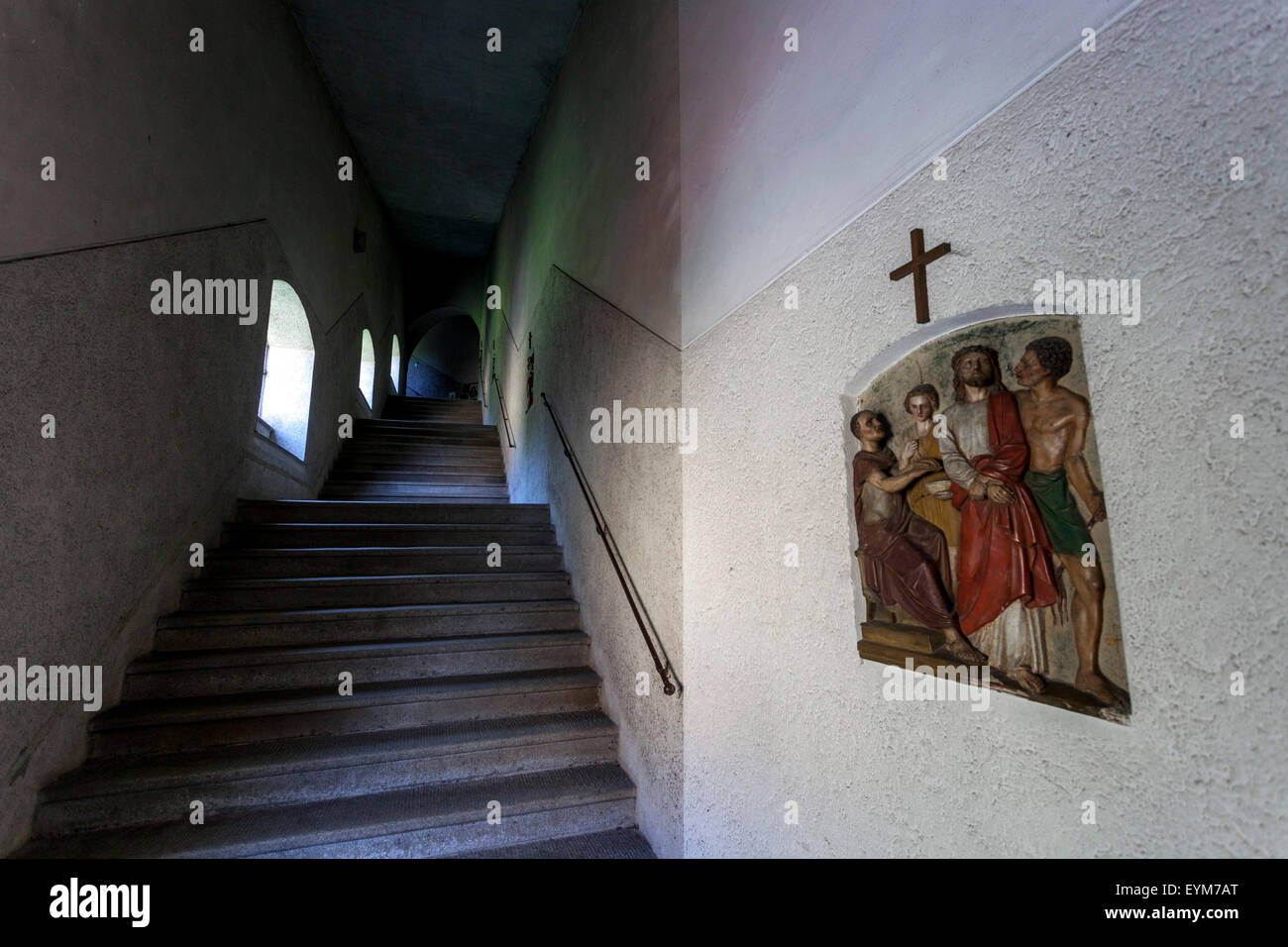 Passau Deutschland Bayern Treppe zur Wallfahrtskirche Mariahilf Kirche mit votive Bilder Stockfoto