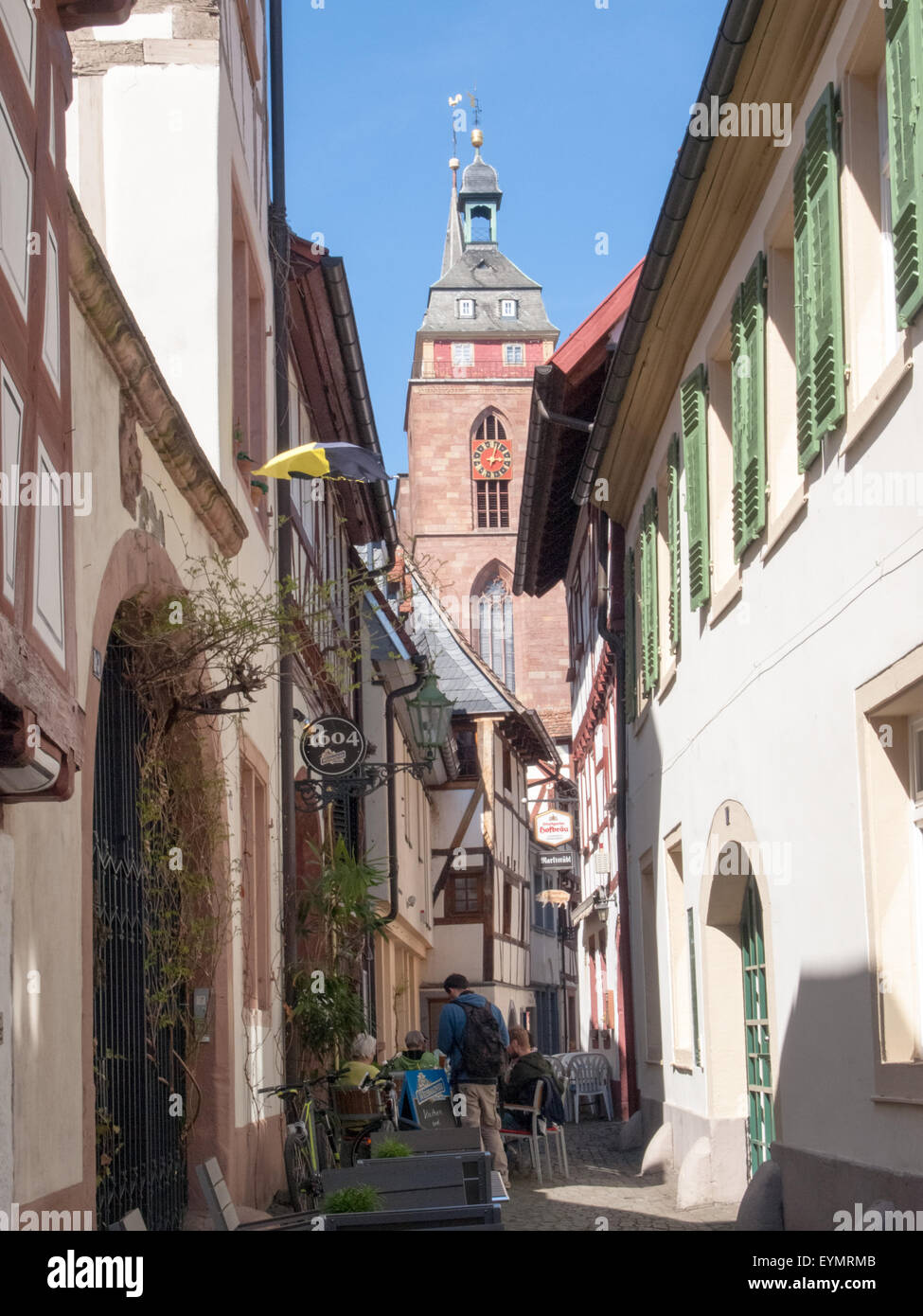 Neustadt ein der Weinstraße, Deutschland - 19. April 2015: malerische Altstadt gemütliche und ruhige Stadt Stockfoto