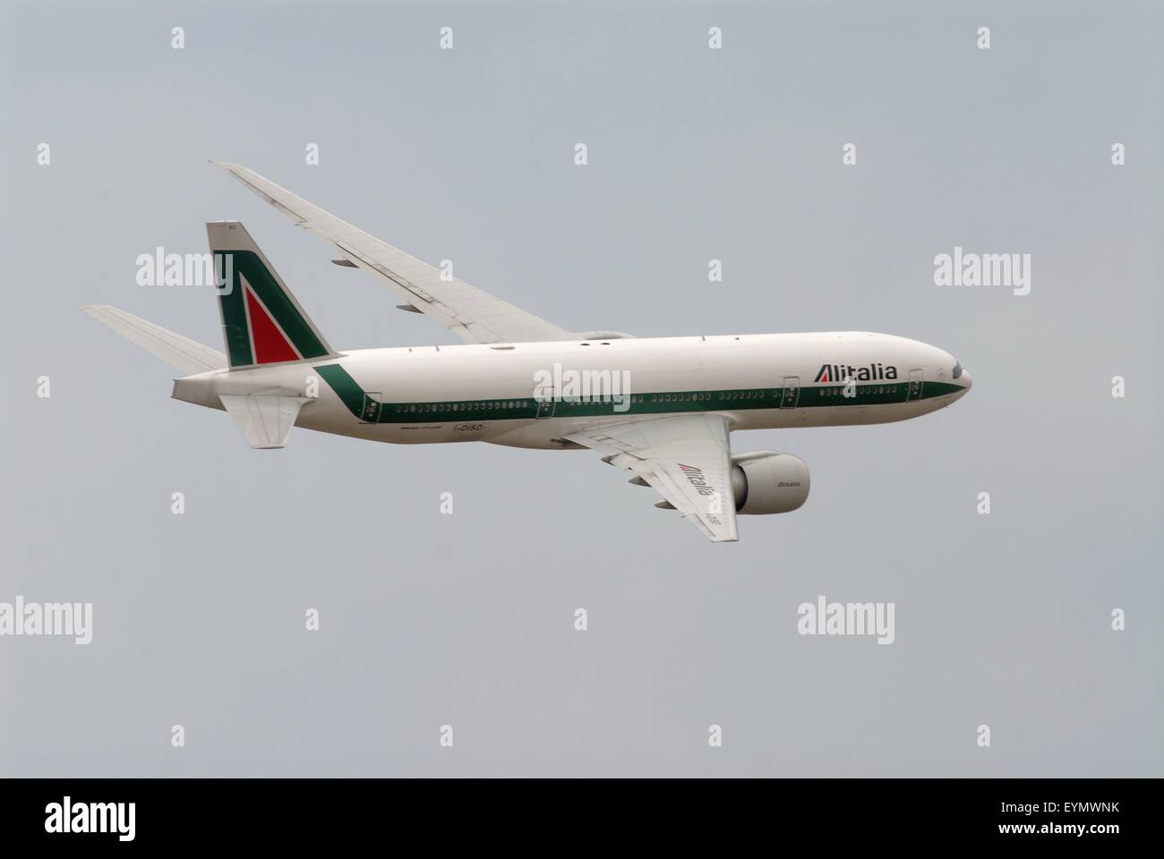 Boeing B-777-Alitalia-Verkehrsflugzeug Stockfoto