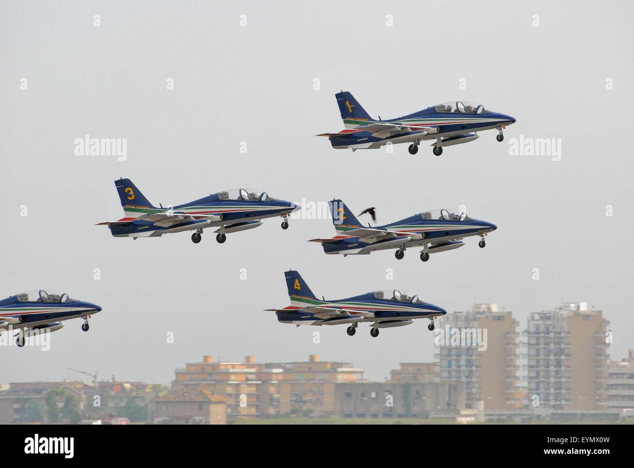 Italienische Luftwaffe, akrobatische National team "Frecce Tricolori" (dreifarbige Pfeile) auf Aermacchi MB 339 Flugzeuge Stockfoto