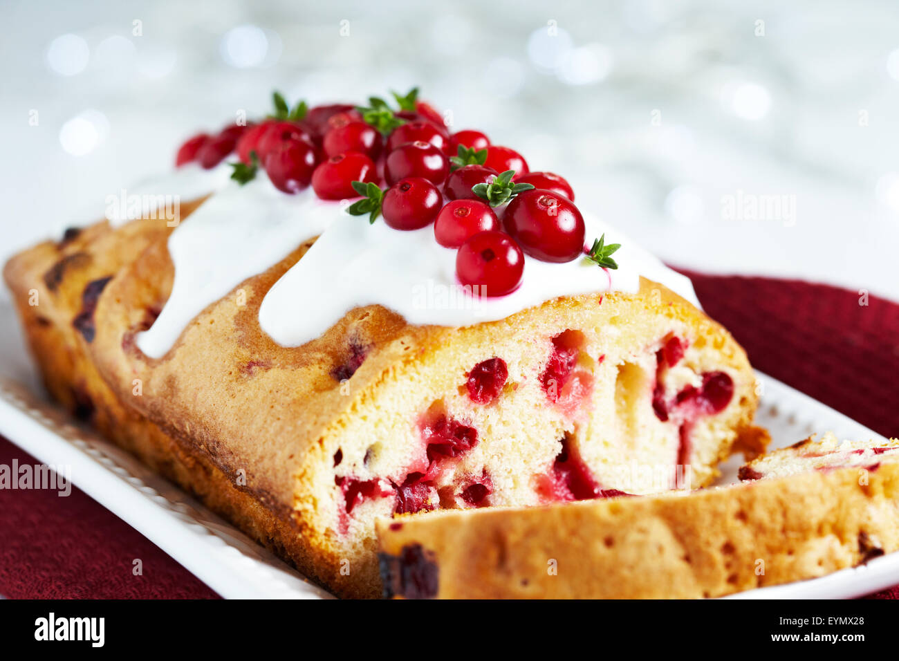 Cranberry Kuchen für Weihnachten Stockfoto