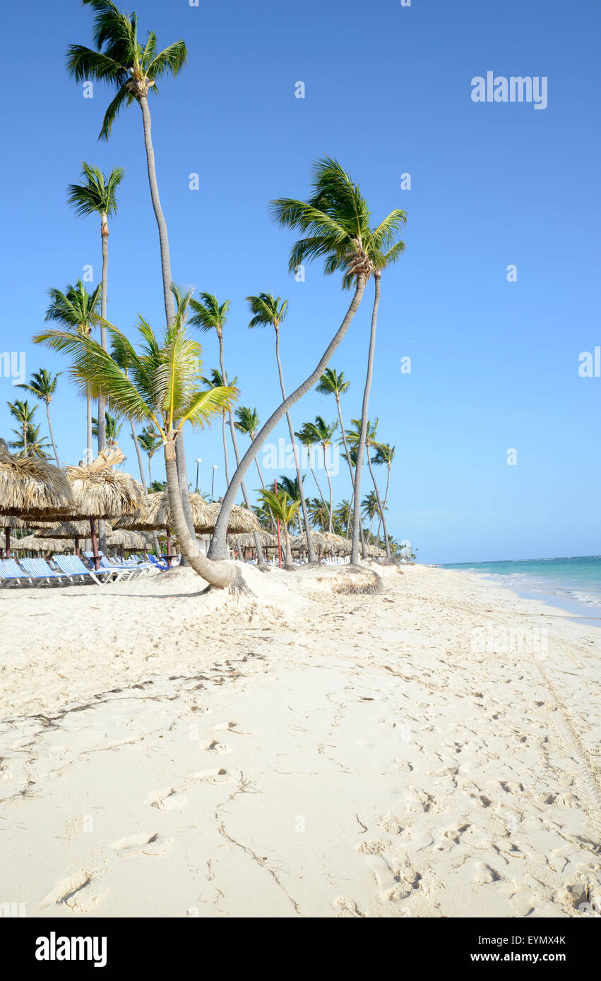 schöne ruhige Bavaro Beach auf der Insel von Punta Cana in der Dominikanischen Republik Stockfoto