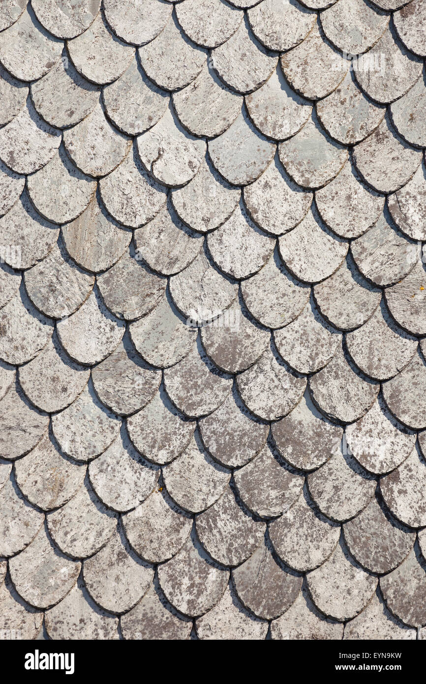 Nahaufnahme Detail der abstrakten Muster von alten grauen Dachziegel gemacht. Stockfoto