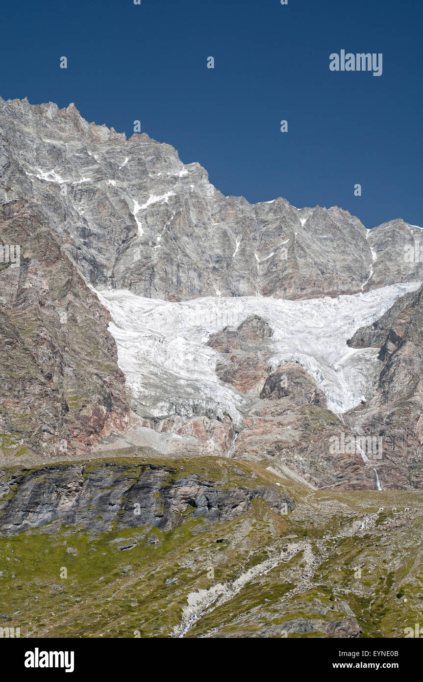 Gletscher in Monte Cervino (Matterhorn). Aosta-Tal. Alpen. Italien. Stockfoto