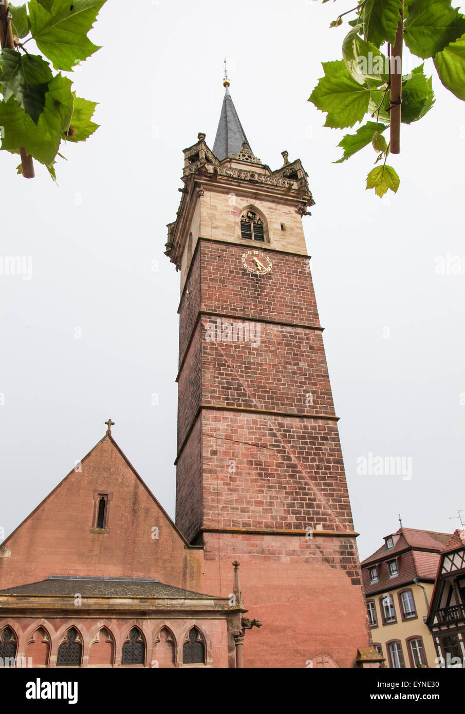 Kapelle Turm am Markt Platz von Obernai, Bas-Rhin, Elsass, Frankreich Stockfoto