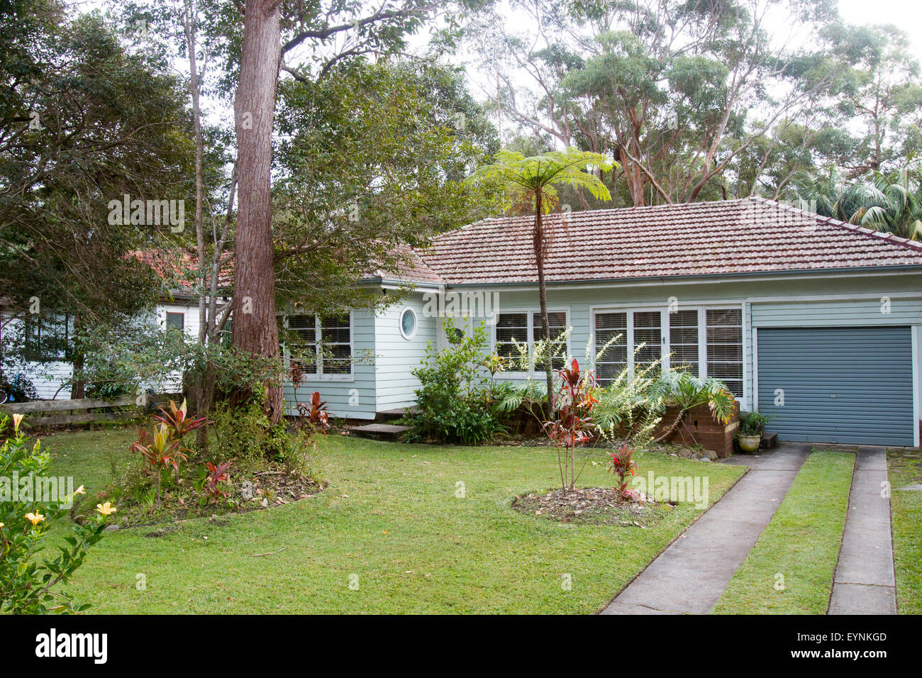 einzigen Ebene Bungalow australischen Haus auf Nordstrände von Sydney, Sydney, Australien Stockfoto