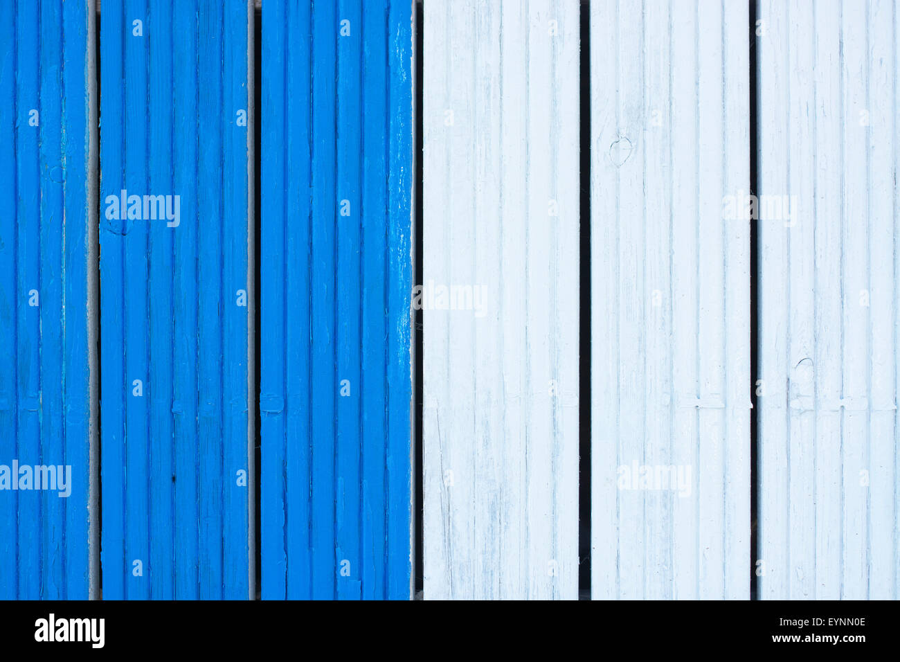 Weiße und blaue Holzbrett Textur Hintergrund Stockfoto