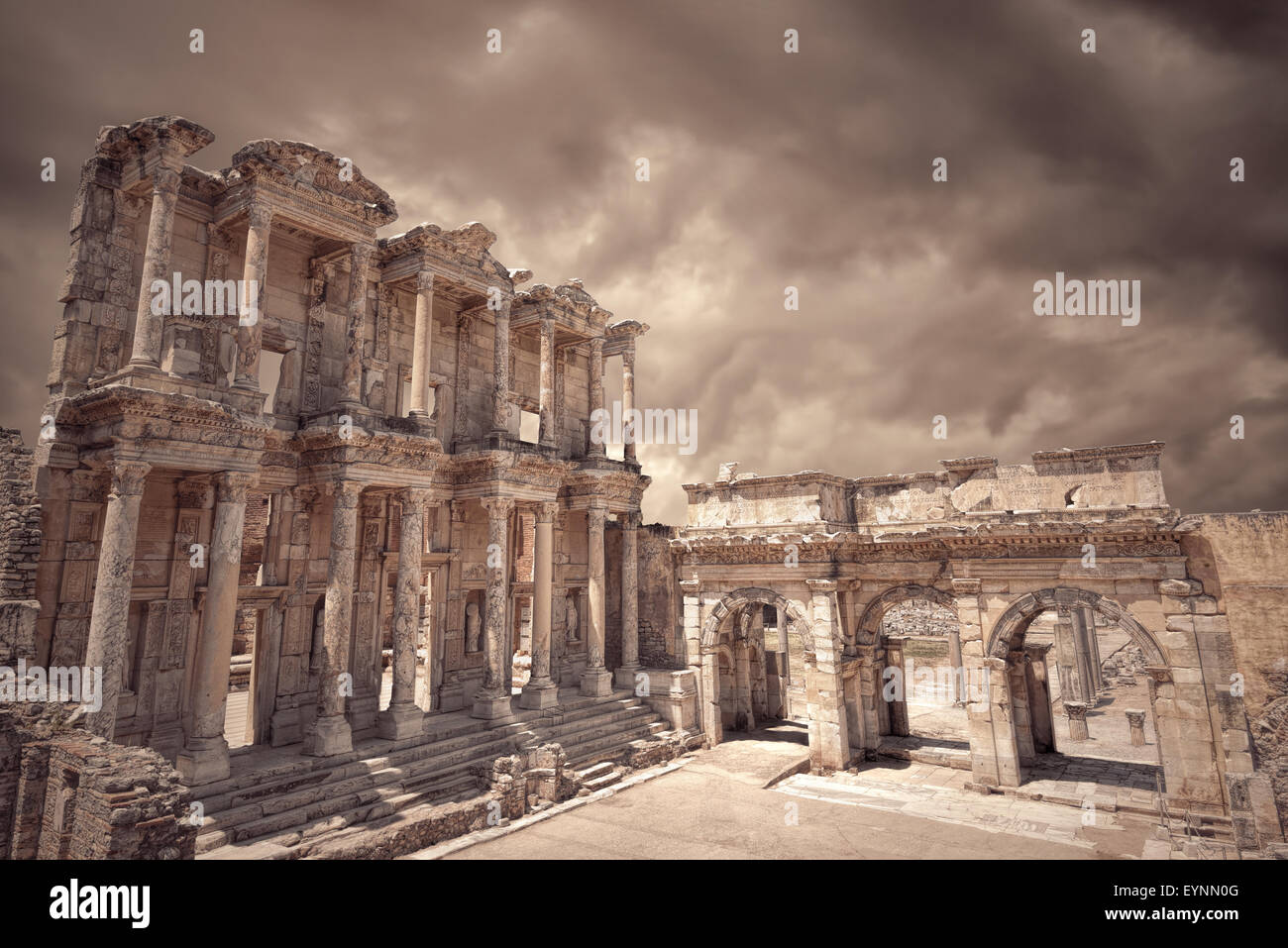 Celsus Bibliothek in Ephesus, Türkei Stockfoto
